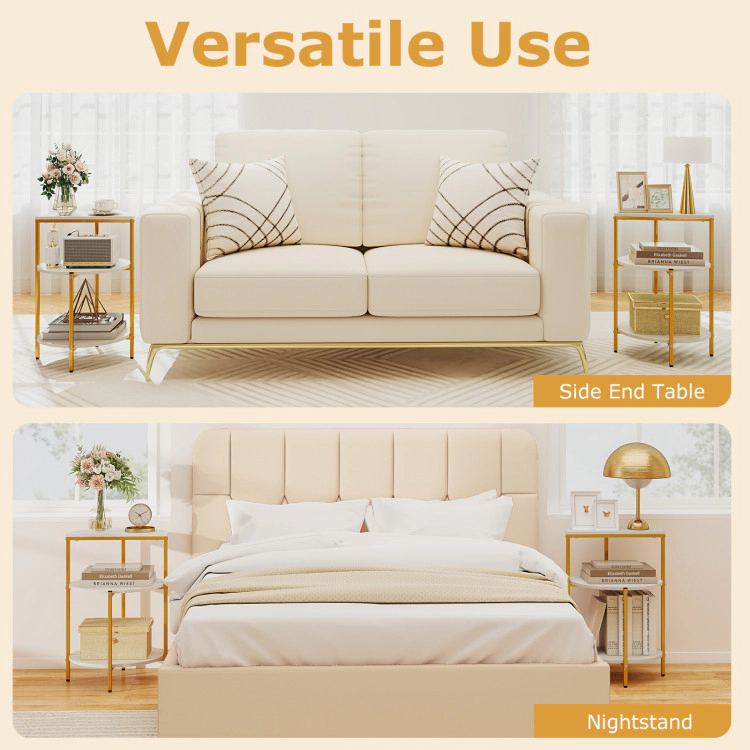 Hivvago Round 3-Tier Side Table, Small End Table For Bedroom & Living Room