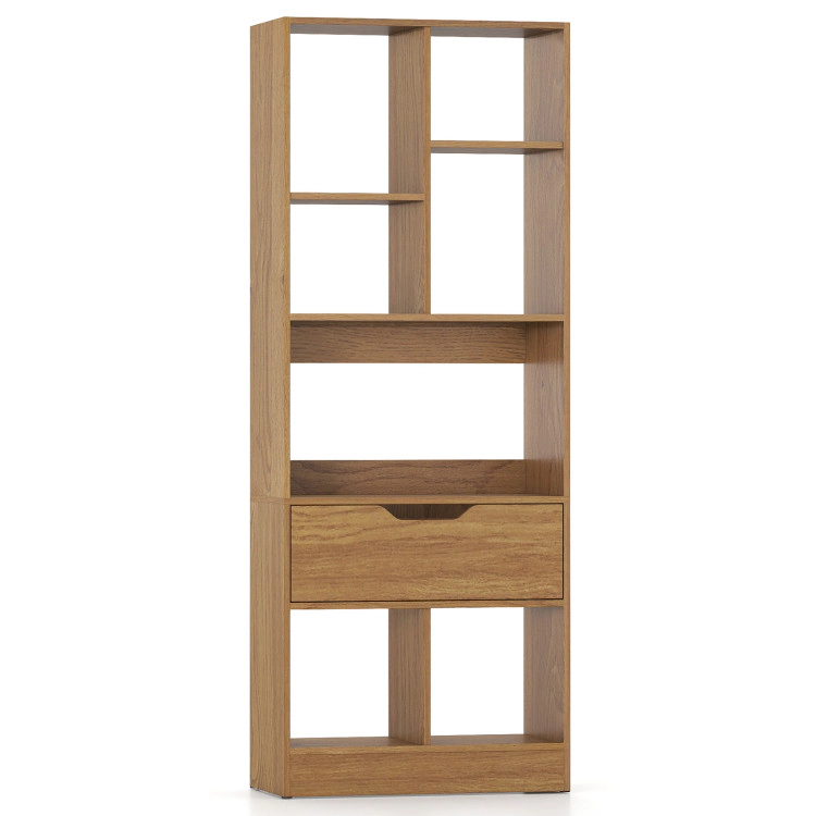 Hivvago 51 inch Tall Freestanding Bookcase with Drawer 7-Cube Storage Organizer