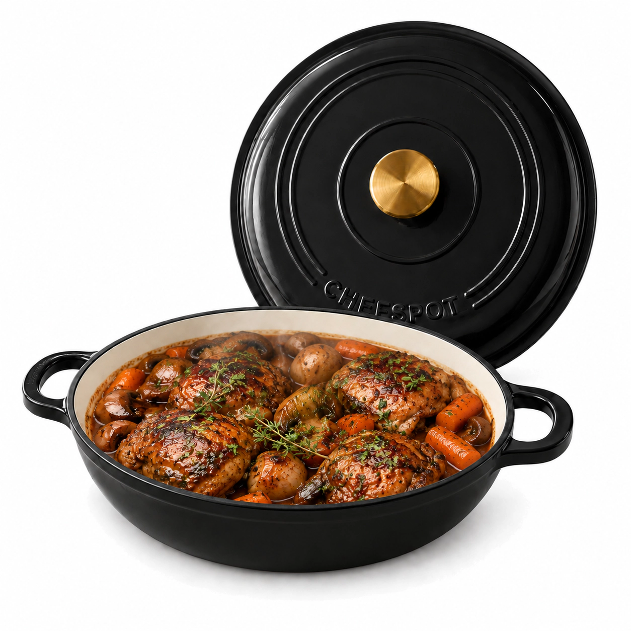 CHEFSPOT 3.5 Quart Enameled Cast Iron Braiser Pan