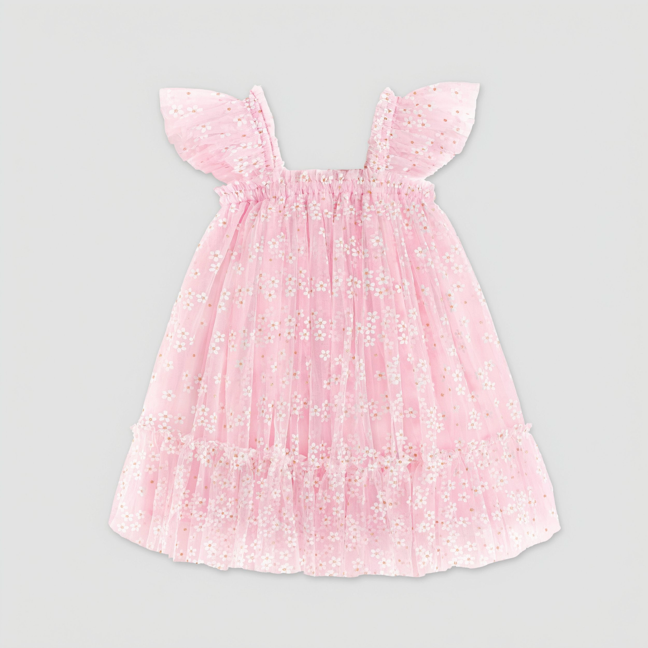 Arshiner Tutu Dress For Girl'ss Layered Tulle Ruffle Dresses First Birthdaypink