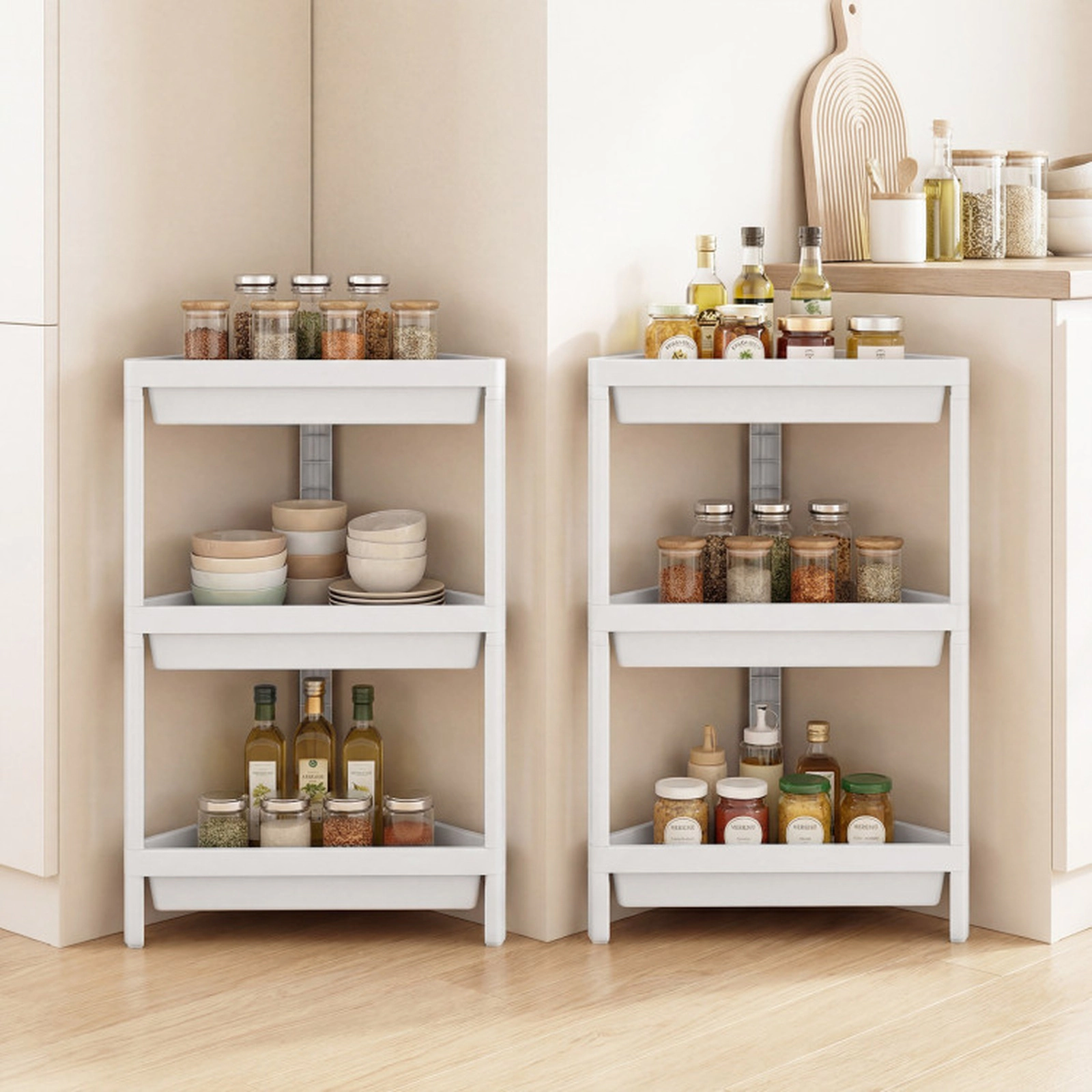 SUGIFT 2-Pack 3-Tier Detachable Corner Shower Caddy Storage Rack 10-in x 17.5-in x 26.5-in 18-lb per Shelf White