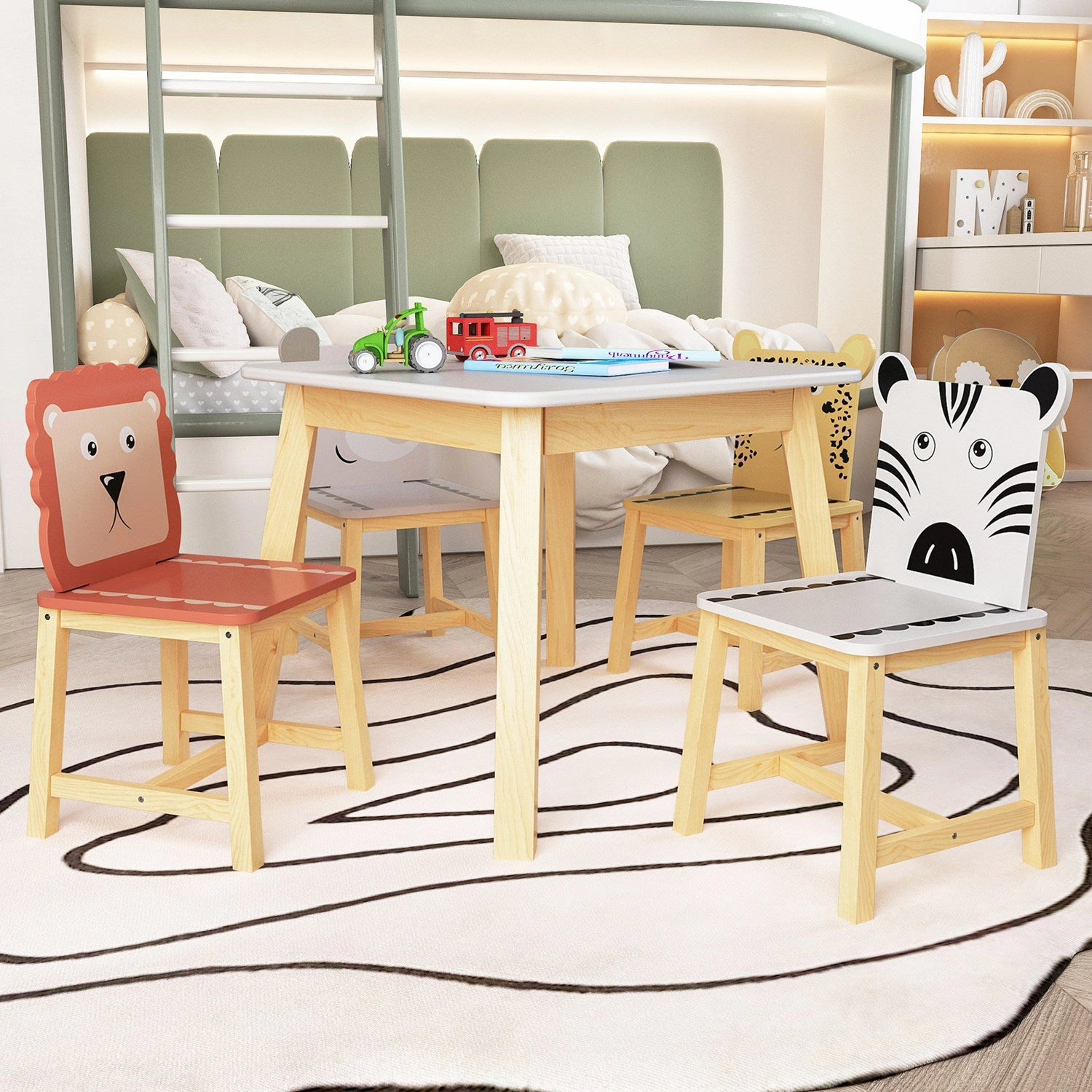 GBruno Animal-Themed Kids Table And 4 Chair Set
