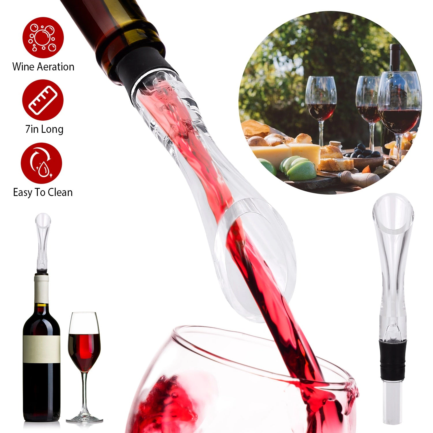 GBruno In-Bottle Wine Aerator Pourer With Drip Stopper