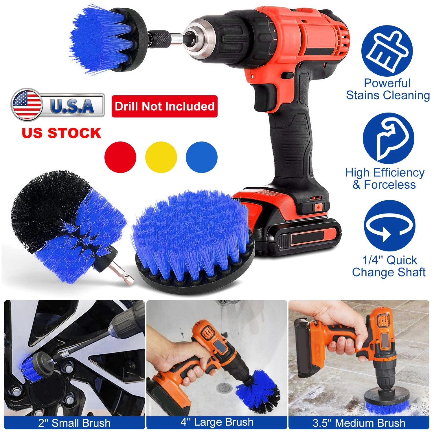 GBruno 3-Piece Drill Brush Power Scrubber Set