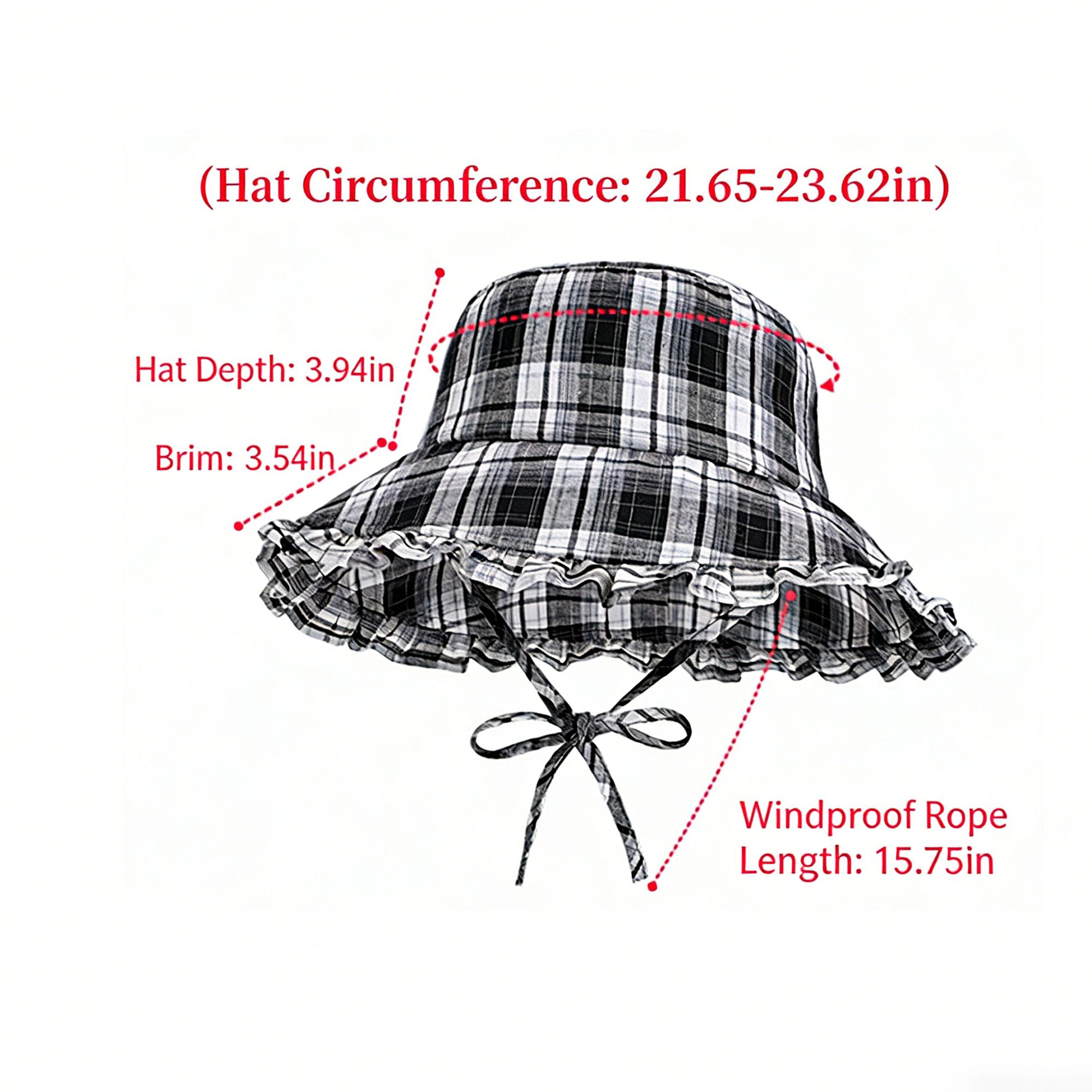 Anna-Kaci Women's Plaid Bucket Hat with Ruffle Brim Adjustable Cotton Sun Hat Lightweight Summer Sun Protection Hat