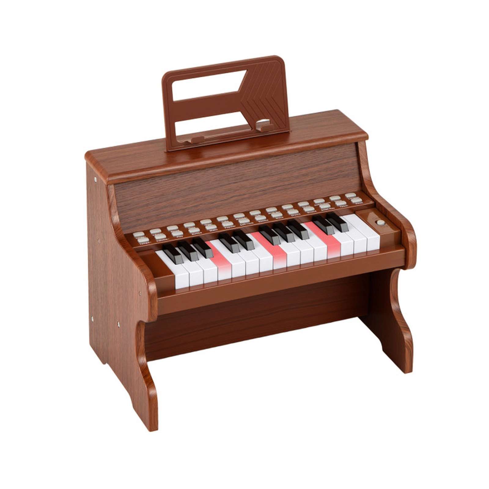 SUGIFT Kids Brown 25-Key Upright Toy Piano with Teaching Mode and Music Stand 15-in W 9.5-in D 11.5-in H Ages 3+