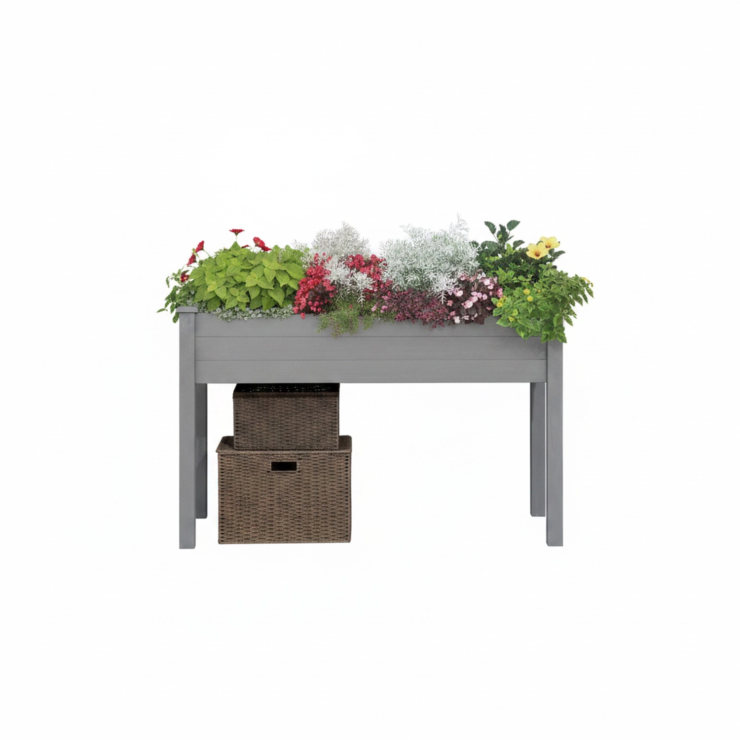 HONGGE Raised Garden Bed, Elevated Wooden Planter Box with Holes for Vegetables, Herb, Flowers, Backyard