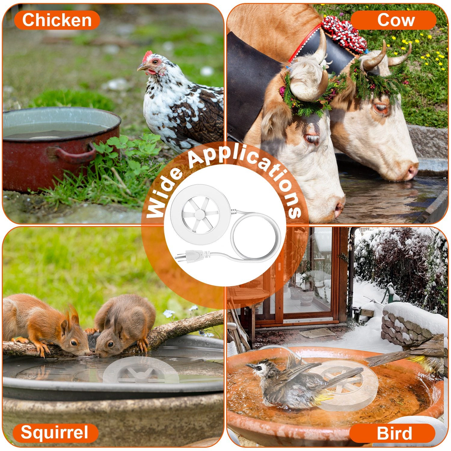 GBruno 70W Thermostat Bird Bath Heater With Auto Shutoff