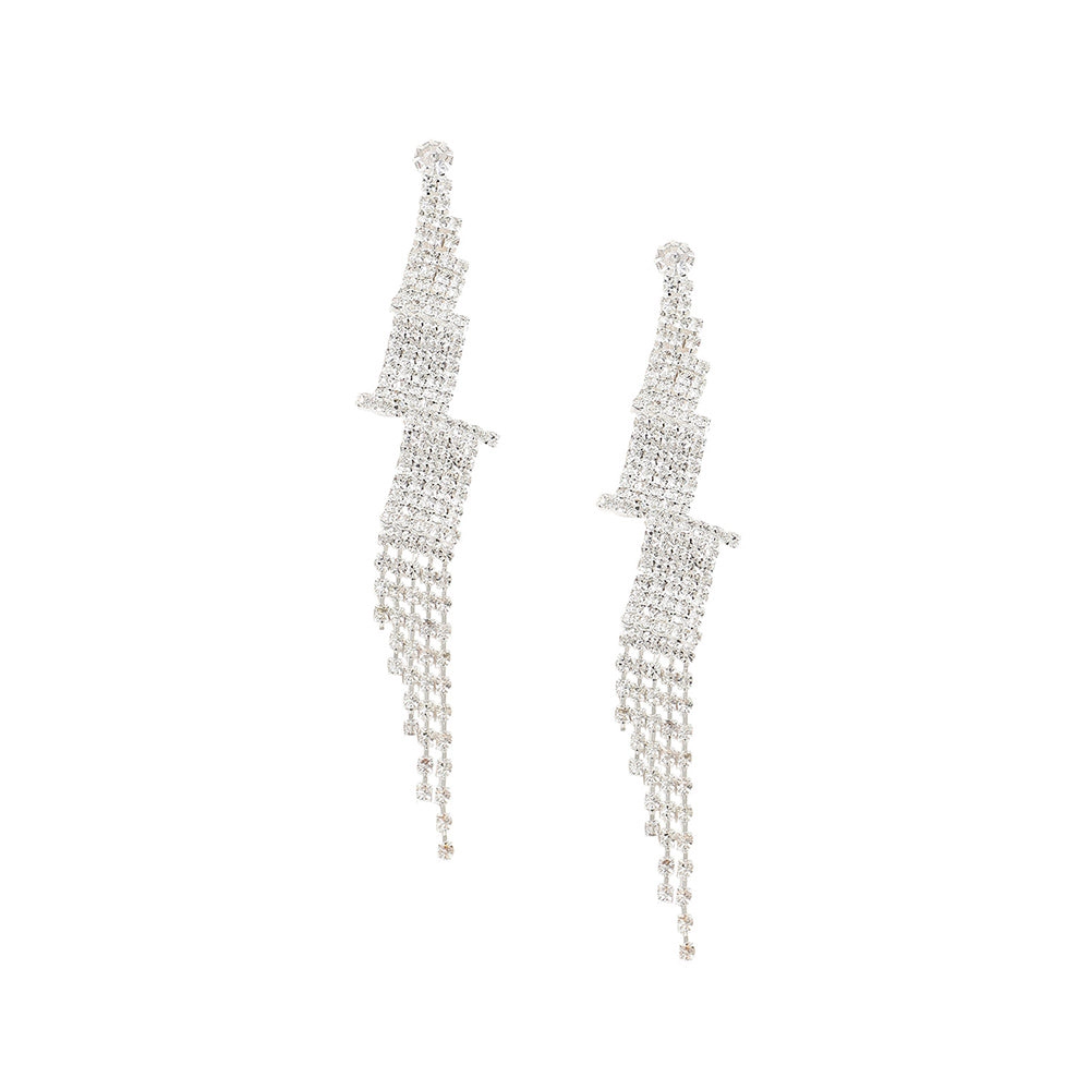 SOHI Women's Silver Bling Drop Earrings