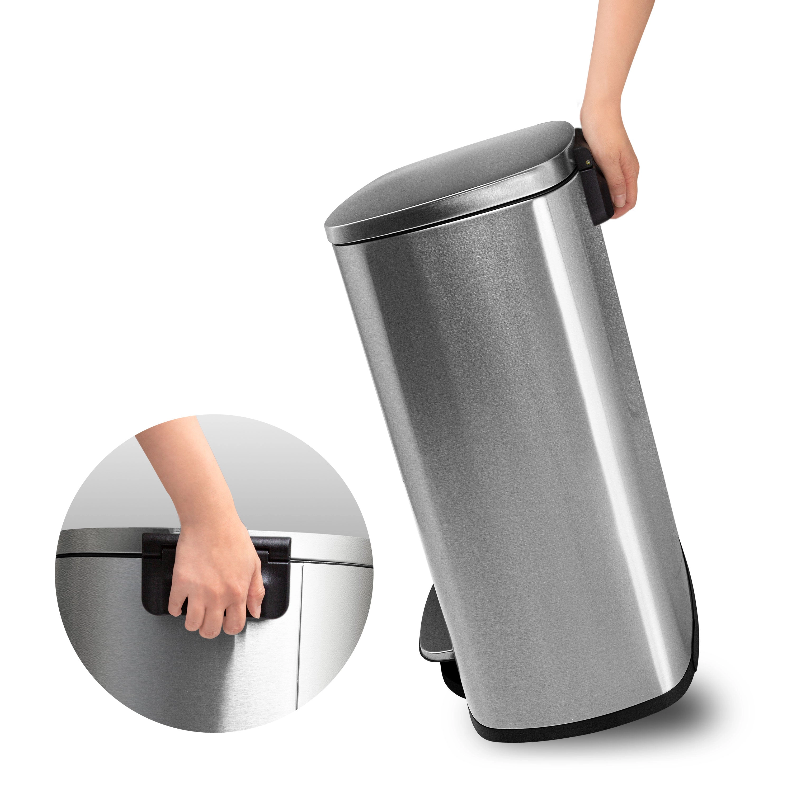 Ninestars Rectangular 13.2-Gallon Stainless Steel Step-On Trash Can