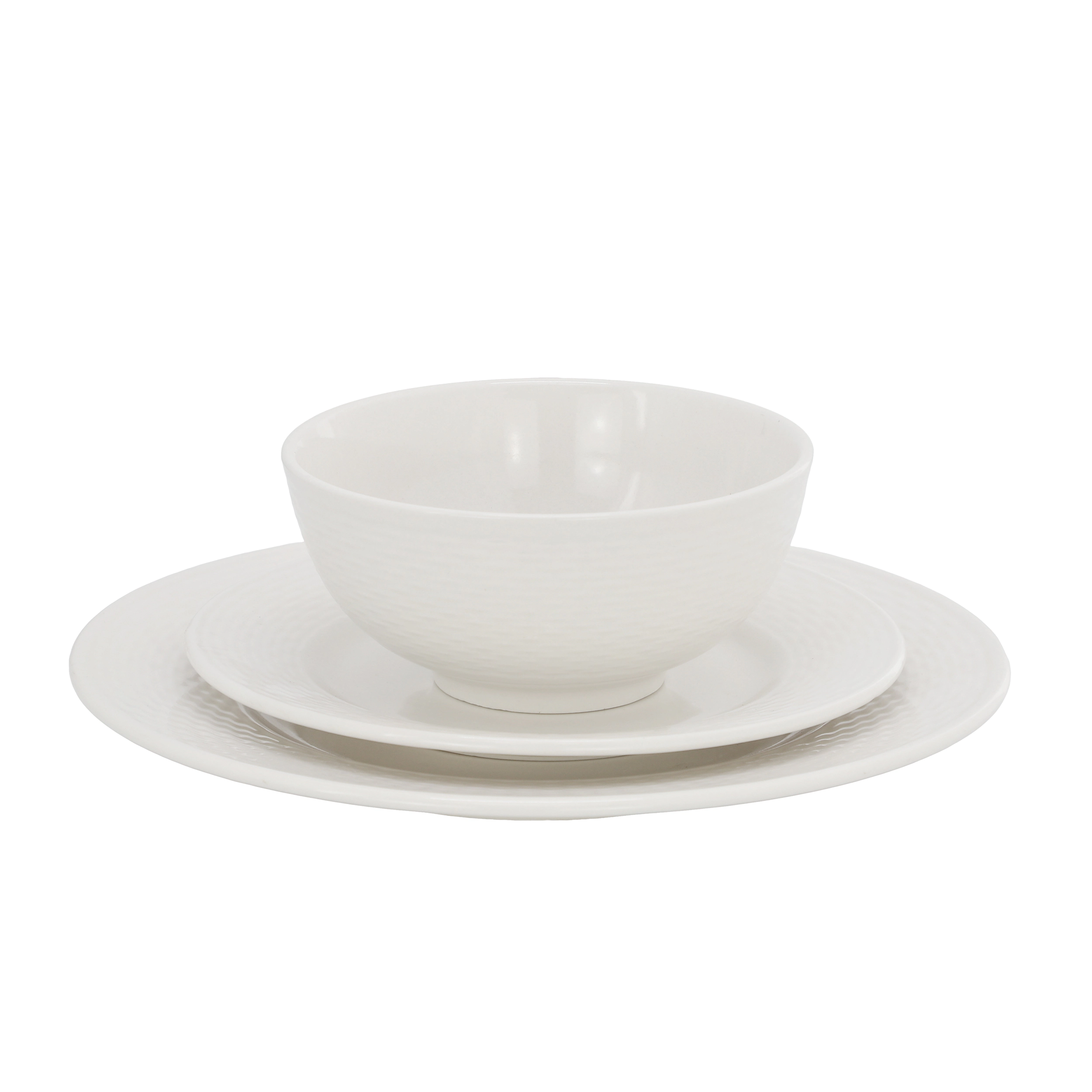 Elama Gemma 12 Piece Stoneware Dinnerware Set in White
