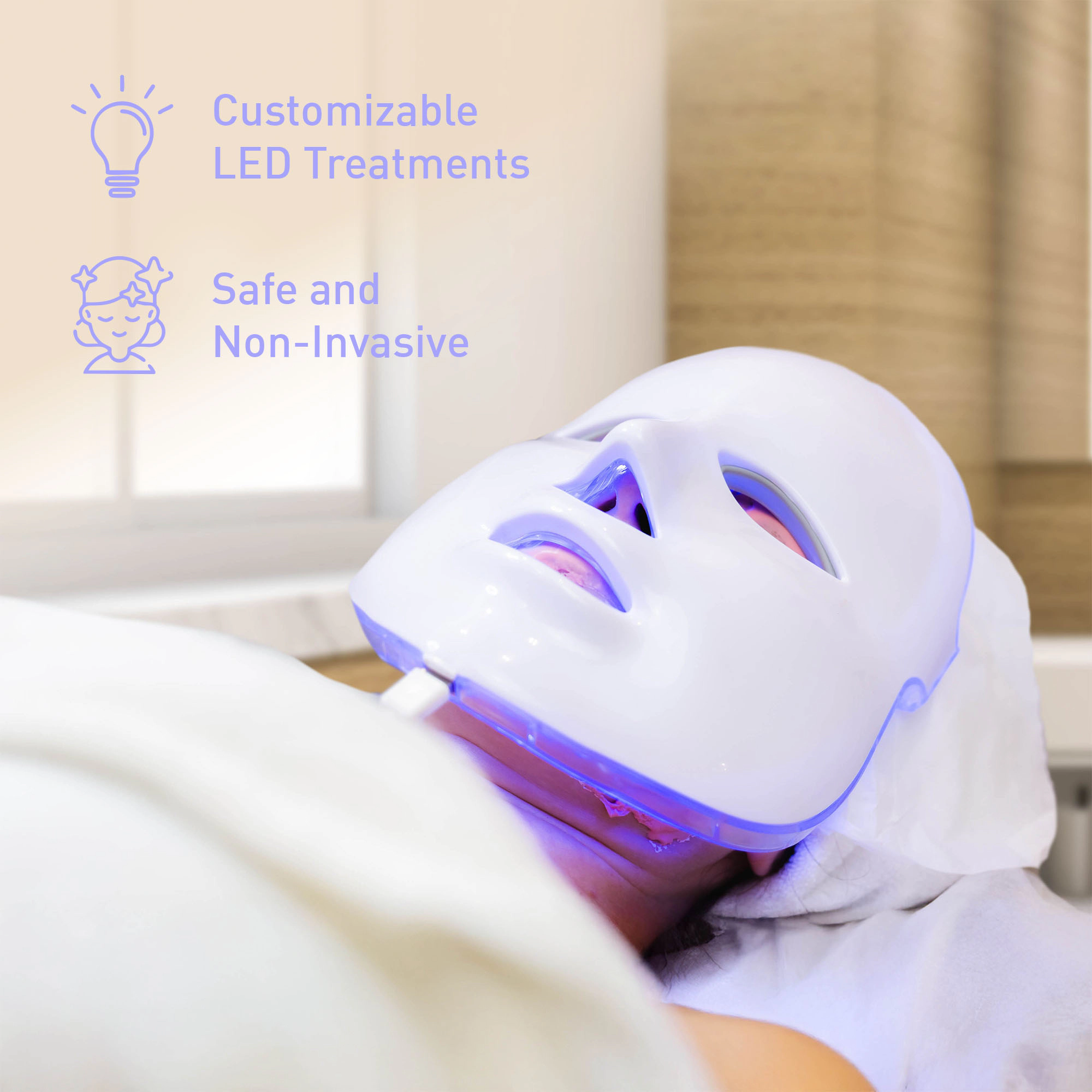 Pursonic Women's Advanced Skincare Treatment Bundle with 7-in-1 LED Light Therapy Face Mask & Vitamin C Serum