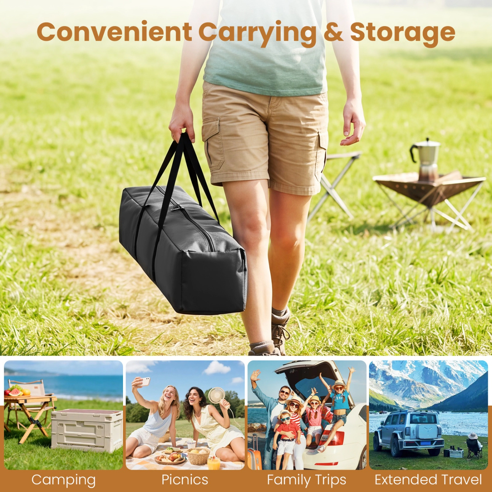 SUGIFT Blackout Easy Setup 6-Person Instant Cabin Camping Tent with Rainfly and Carrying Bag Orange/Gray