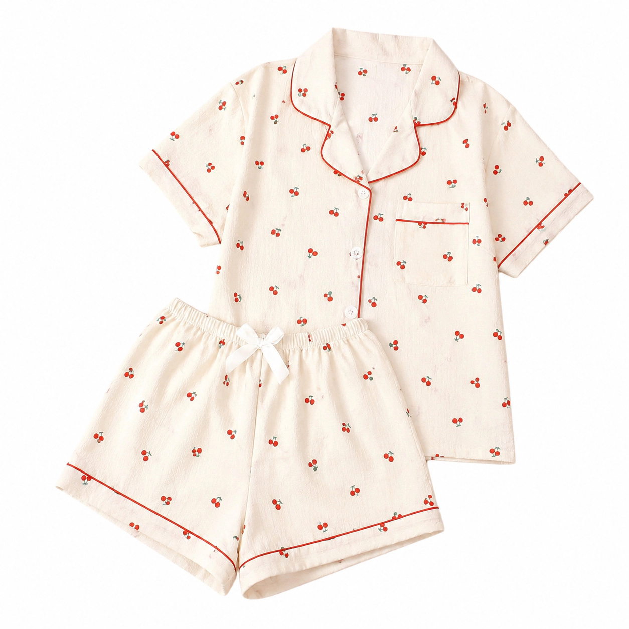WZK Womens 2-Piece Soft Stretch Short Sleeve Lapel Button Print Pajama Lounge Set
