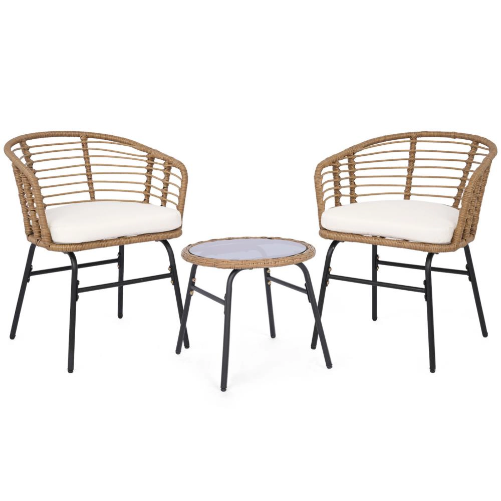 Hivvago 3 Pieces Outdoor Patio Furniture Set With Soft Cushions