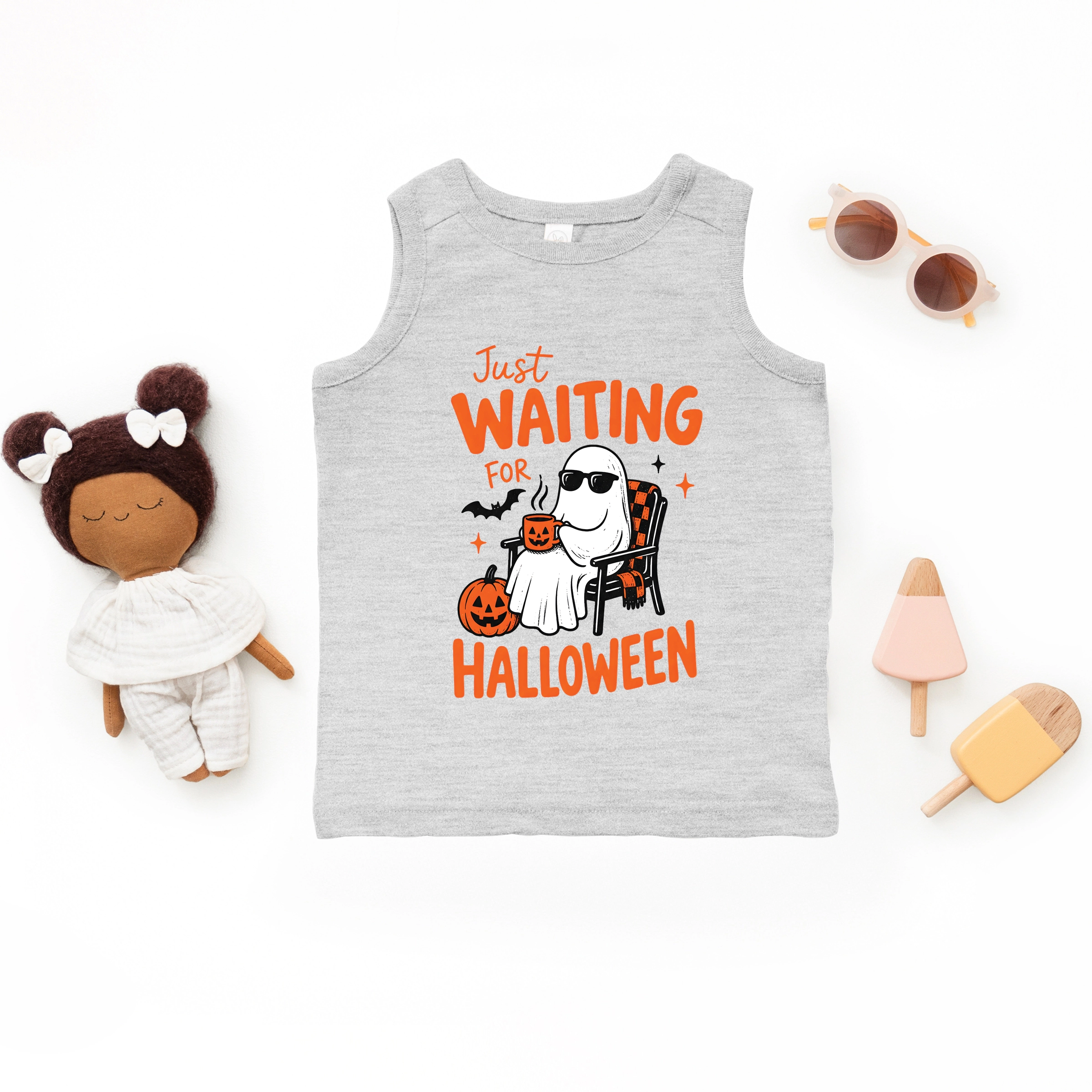The Juniper Shop - Toddler Graphic Tank Just Waiting For Halloween Ghost
