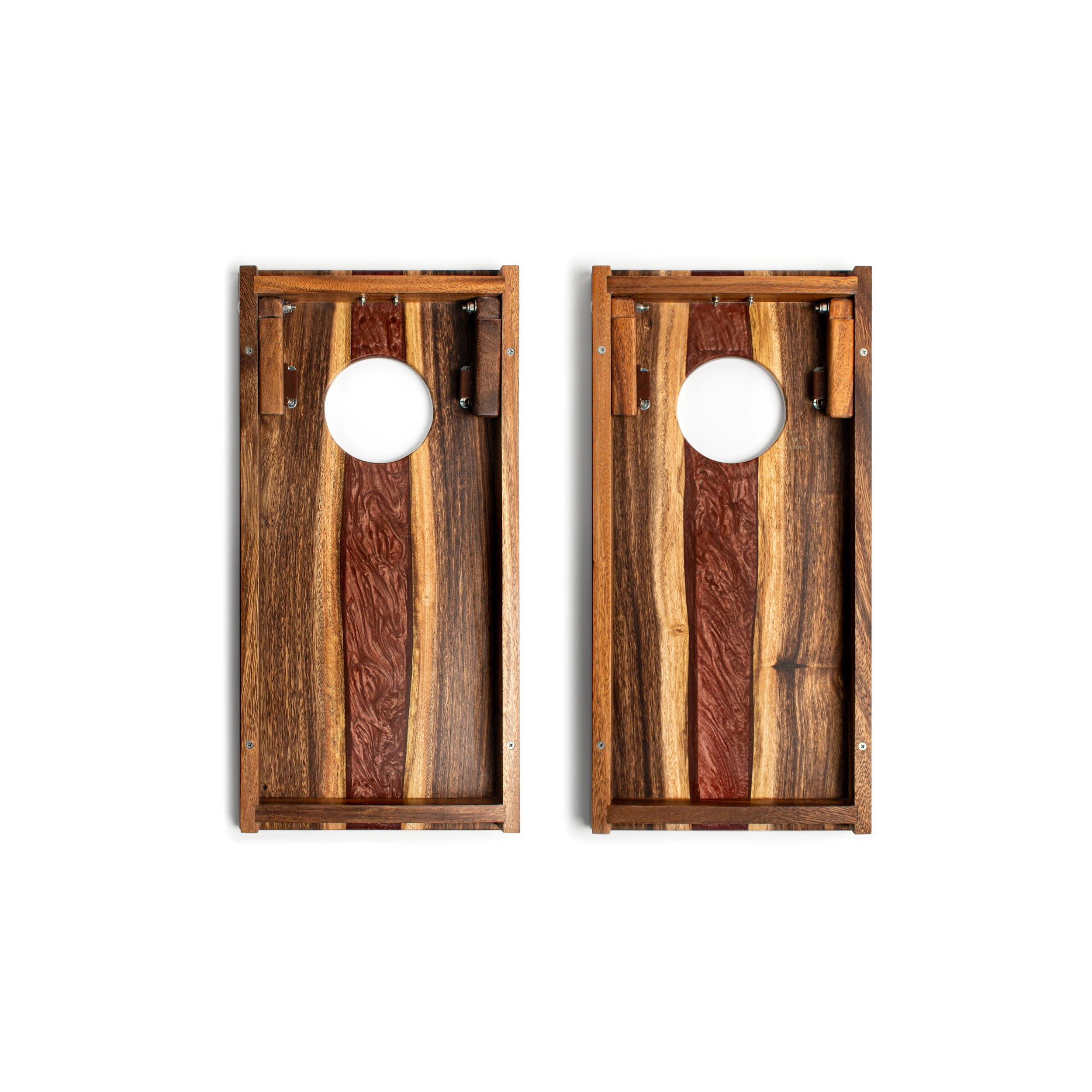 Elakai 1ft x 2ft River Epoxy Resin With Live Edge Acacia Pathfinder Art Cornhole Board Set
