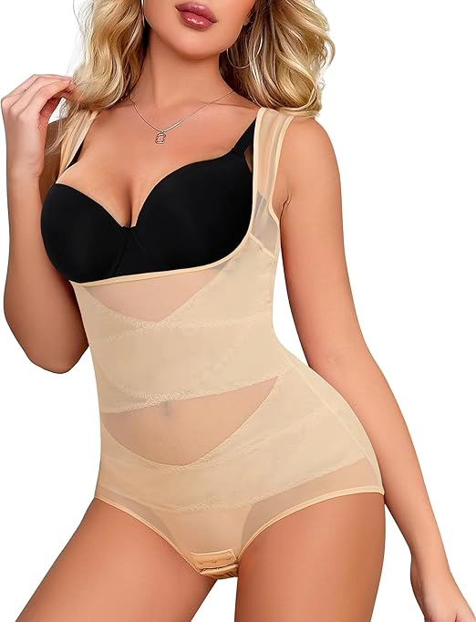 Nebility Womens Open Bust Tummy Control Shapewear Bodysuit