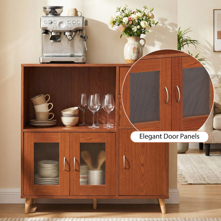Hivvago 36 Inch Sideboard Buffet Cabinet With Open Compartment
