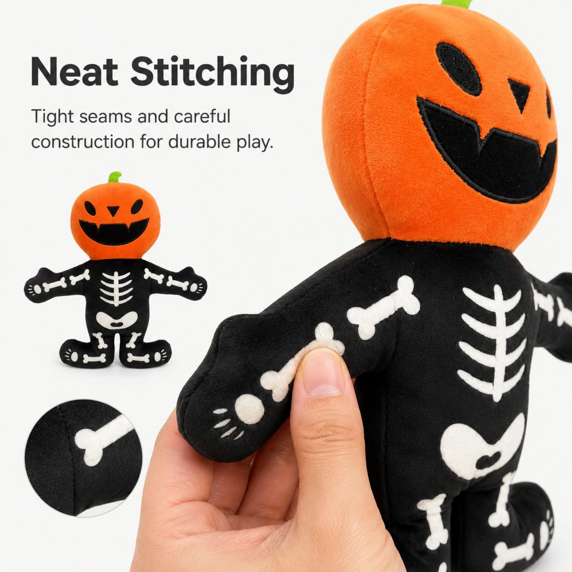 Alilang Pet Halloween Pumpkin Skeleton Plush Squeaker Dog Toy
