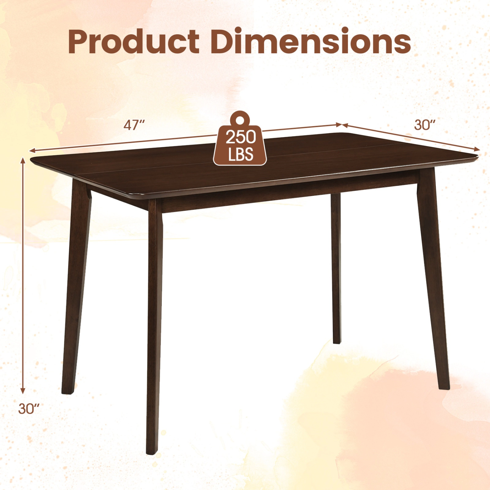SUGIFT 47-in Walnut Rectangular Dining Table for 4 to 6 People