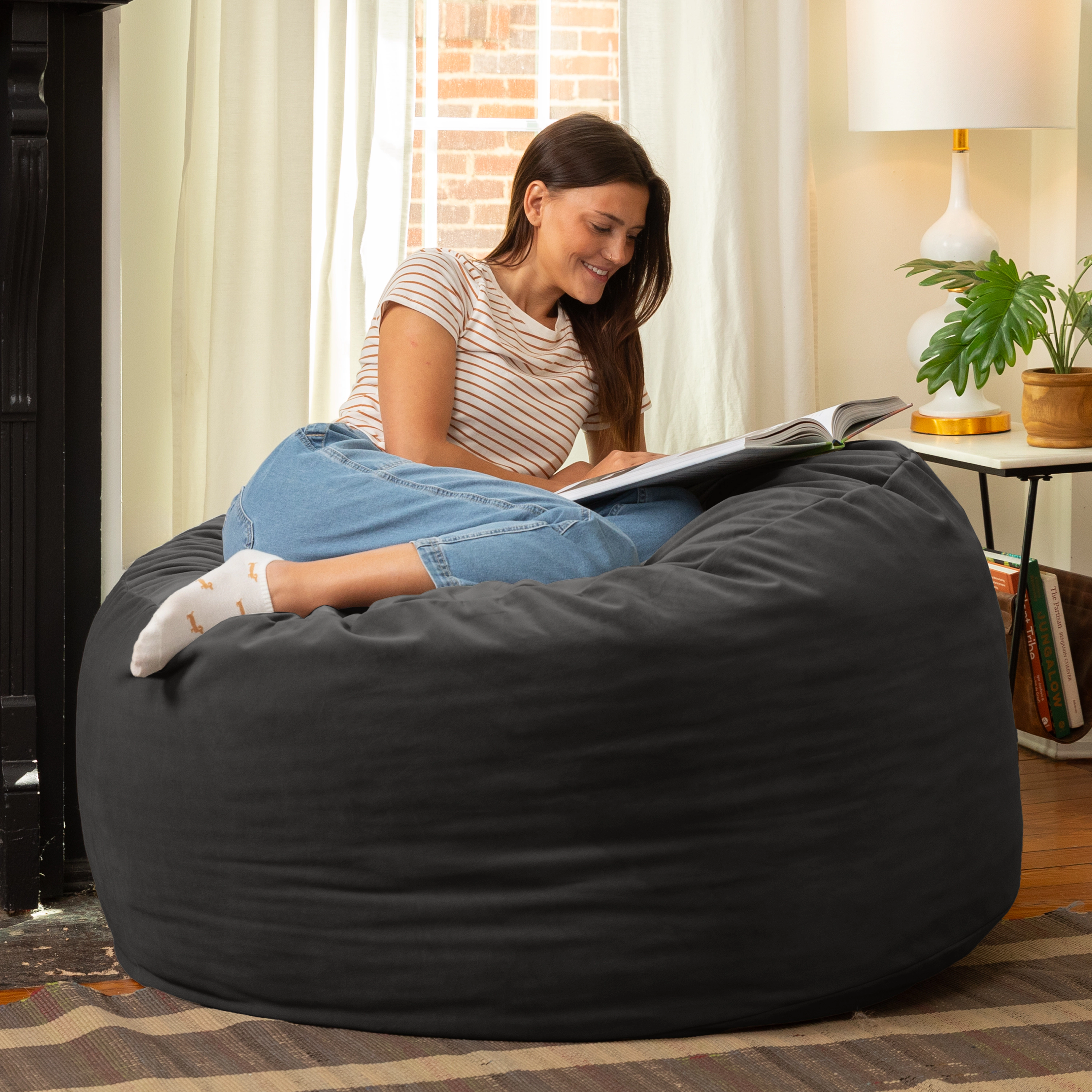 Jaxx 4 Foot Saxx - Large Round Bean Bag Chair for Adults