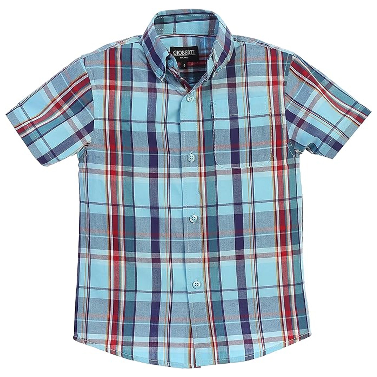 Gioberti Boy's Casual Plaid Checkered Short Sleeve Button Down Shirt