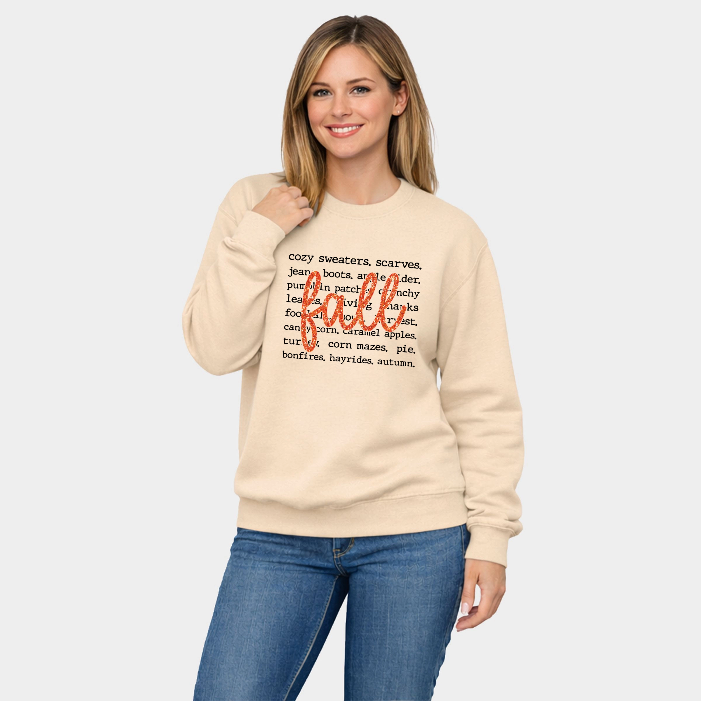 Simply Sage Market - Women's Graphic Sweatshirt Fall Cursive Text Glitter