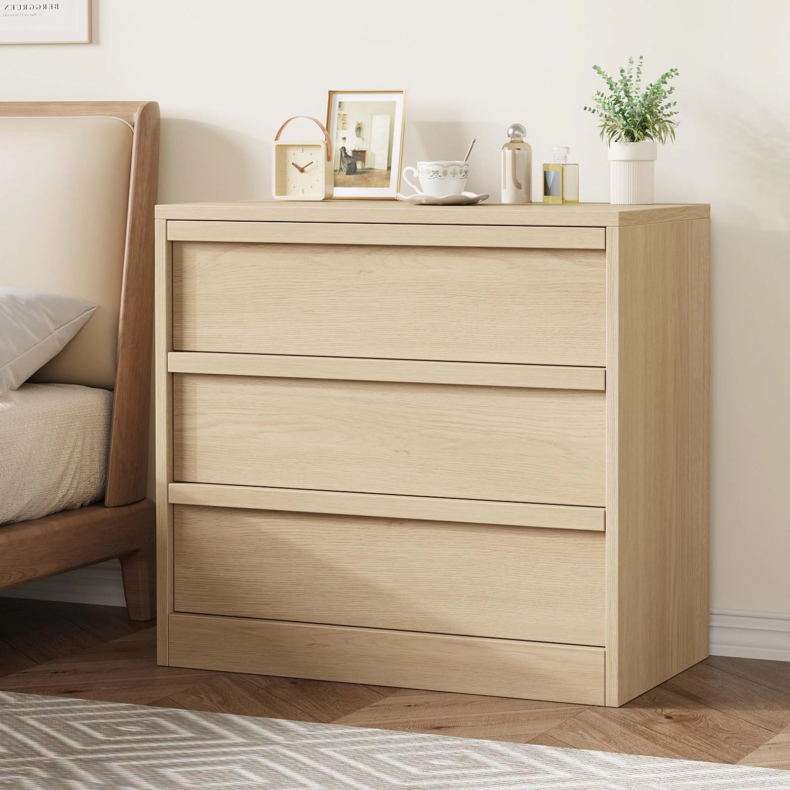 3 Drawer Dresser Nightstand, Modern Small Chest with Storage for Bedroom or Living Room