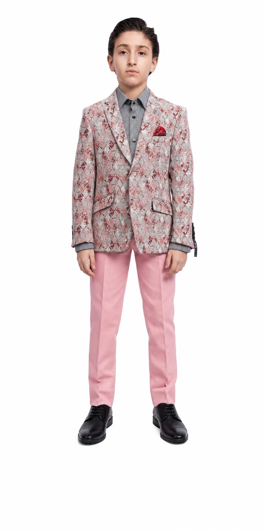 Elie Balleh Boys Slim Fit Faded Argyle Jacket