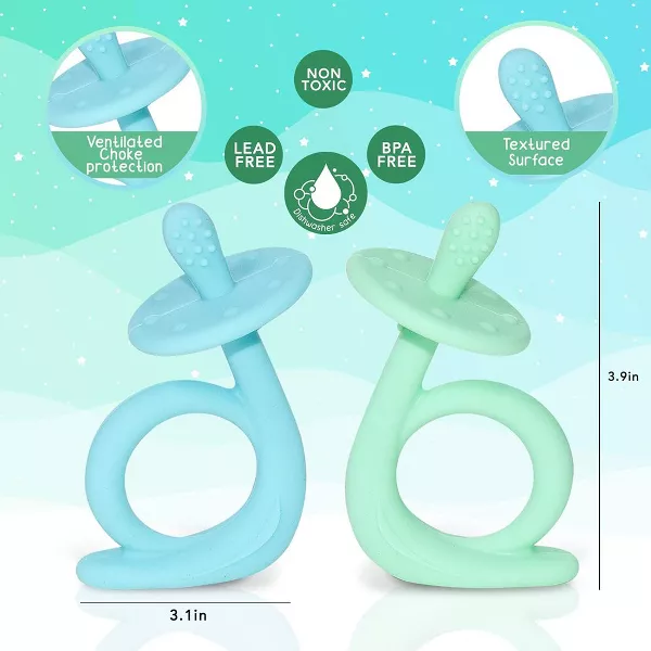 Sperric Baby Teething Toys, Silicone Teether Chew Toys Freezer Safe BPA Free, Soothe Babies Gums