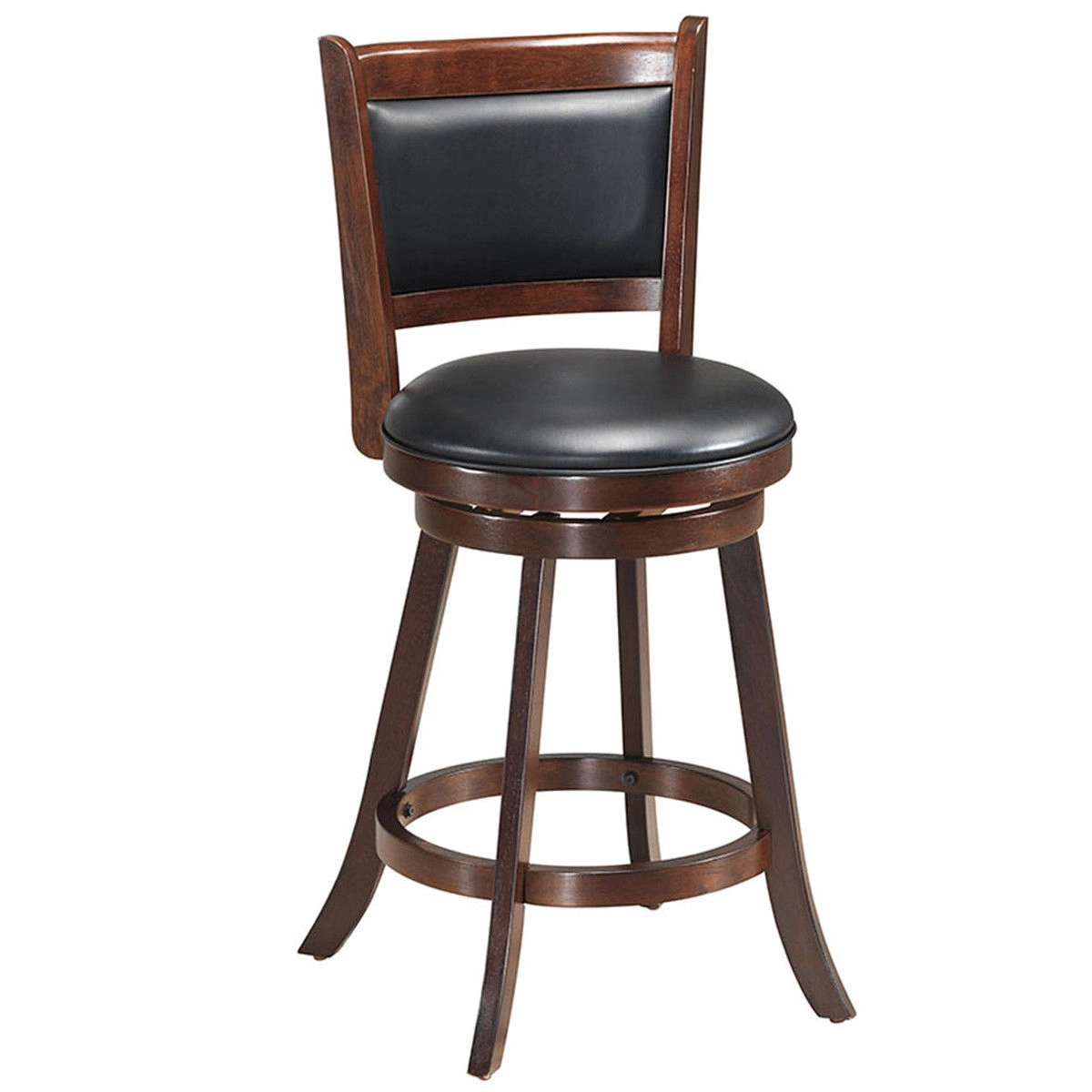 SUGIFT Swivel Counter Stool Dining Chair with Upholstered Seat 264-lb Capacity Brown 24-in Seat Height