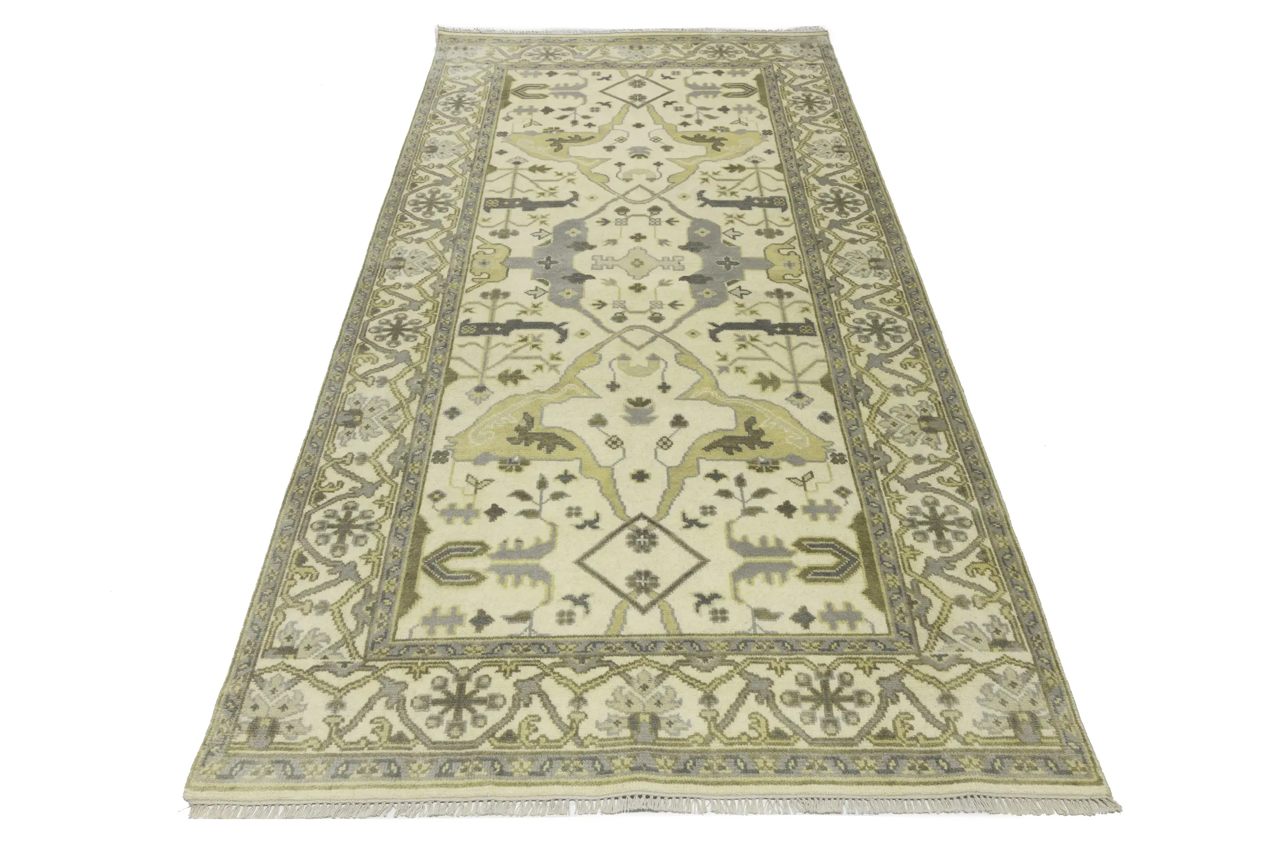 Magic Rugs Cream Floral 6X12 Oushak Oriental Runner Rug