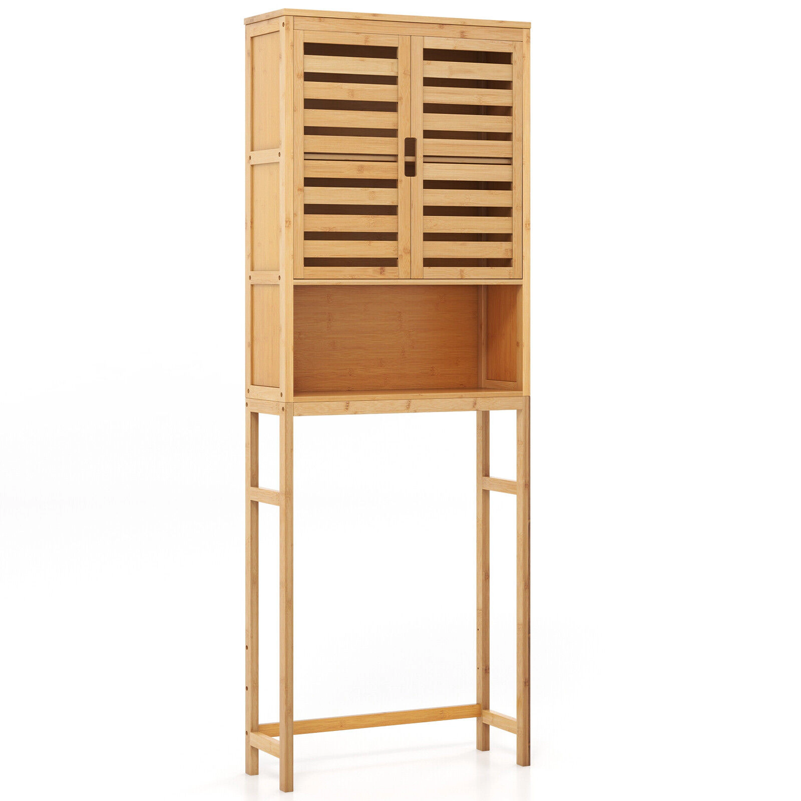 Slickblue Over The Toilet Bathroom Storage Cabinet with Adjustable Shelf and Doors