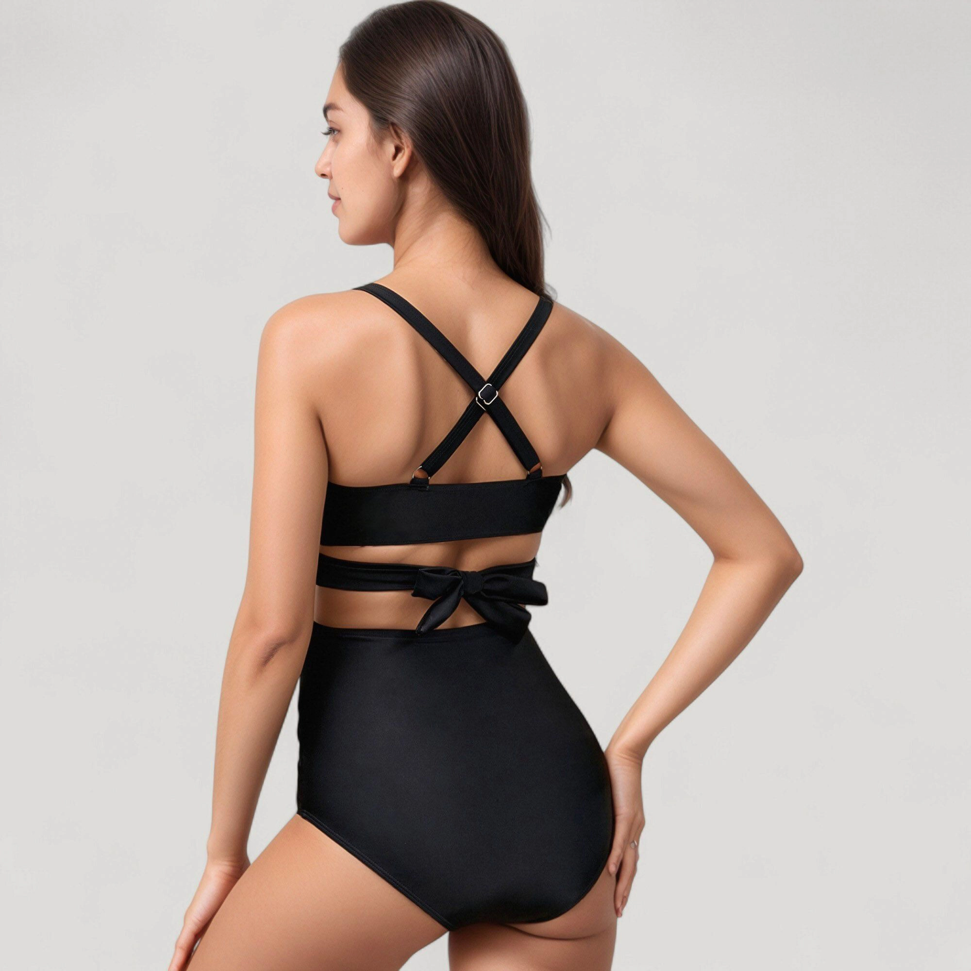 Anna-Kaci Women’s Wrap Bikini Top with Mesh High-Waist Bottom Two-Piece Swimsuit