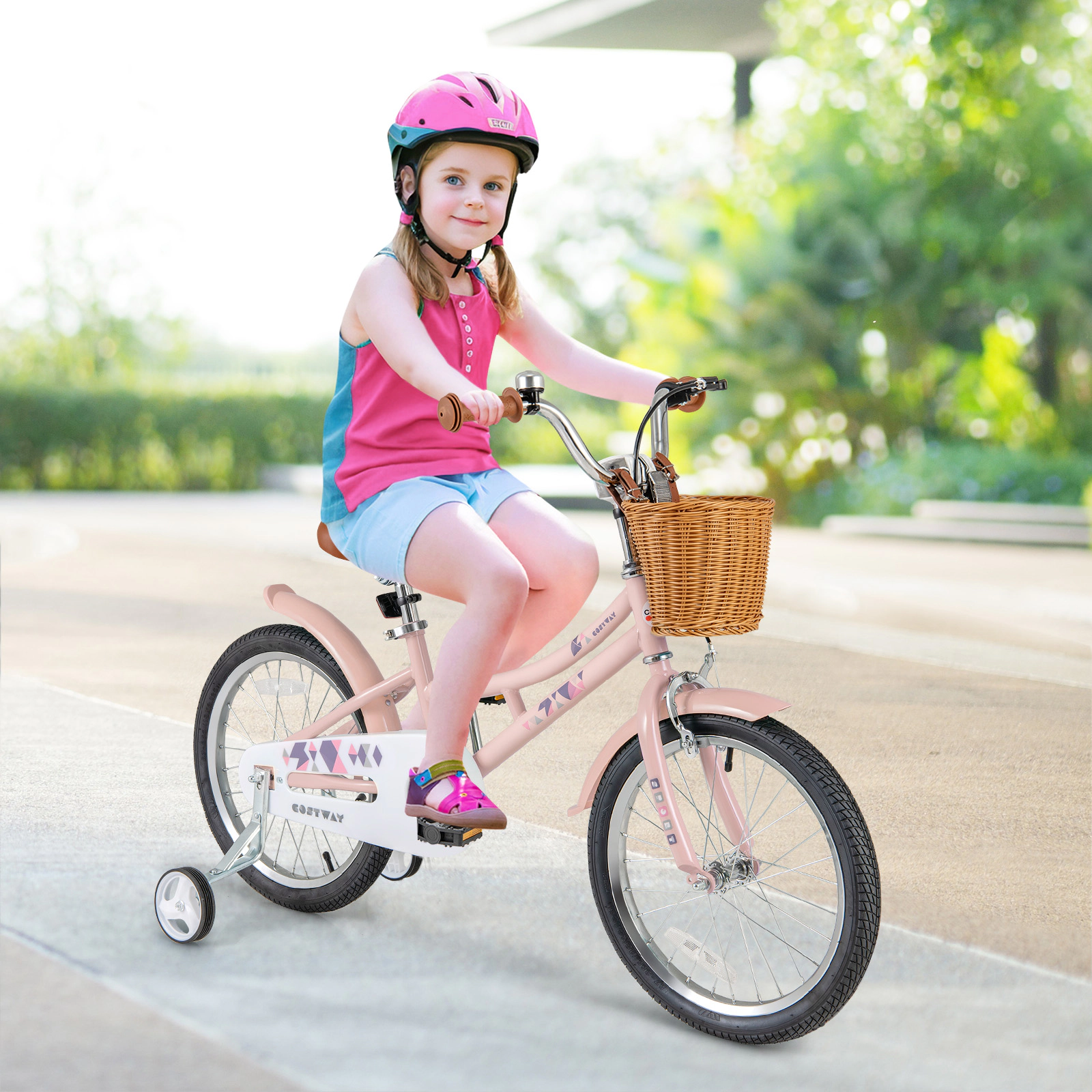 LJG Kids Bike Retro Bicycle with Adjustable Height and Basket