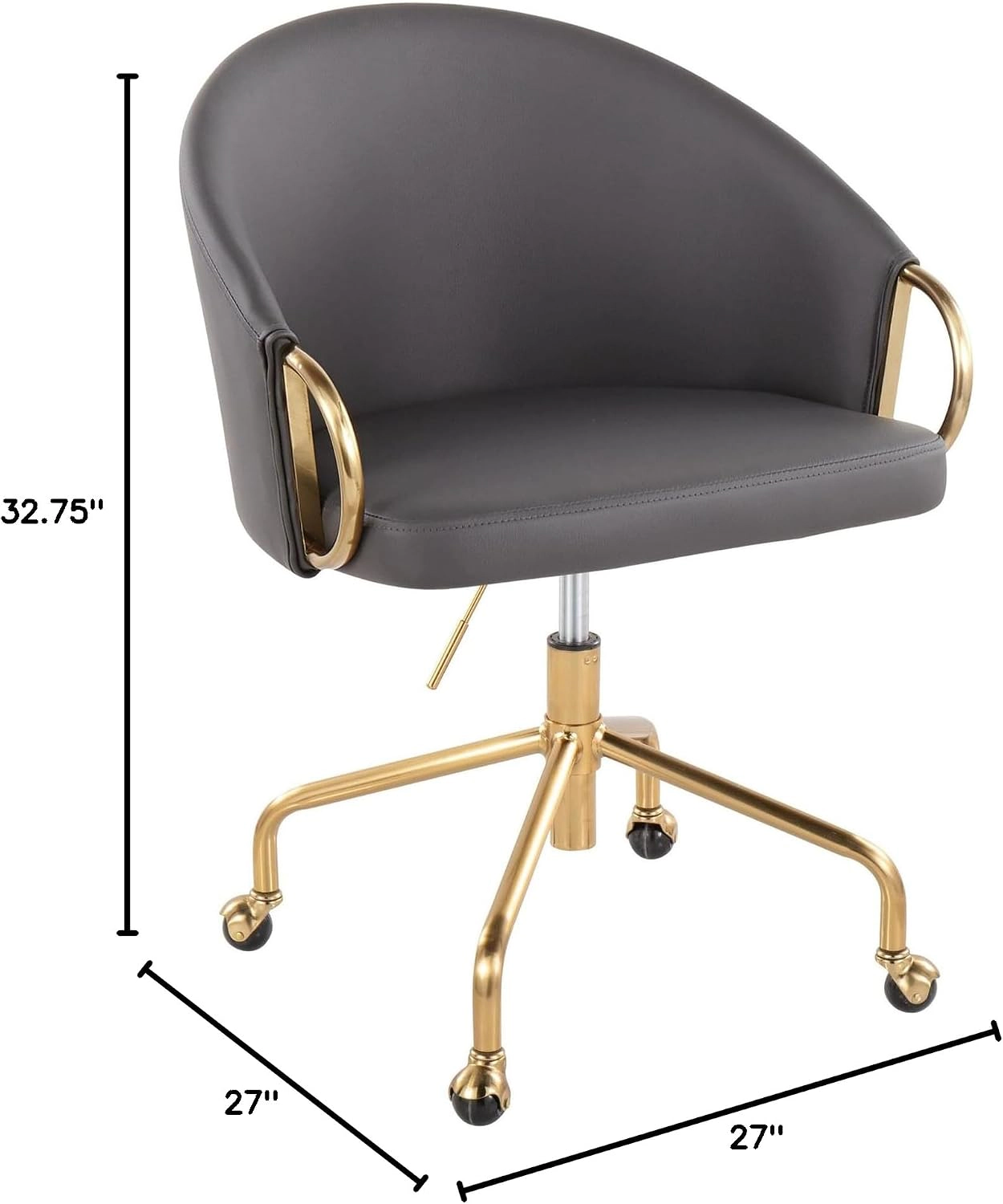 Platinum-Level Office Chairs Claire Luxurious Task Chair, Adjustable Height, Gray