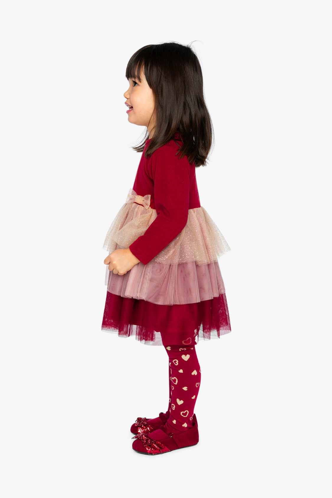 Deux par Girls Bi-Material Dress with Glittering Skirt
