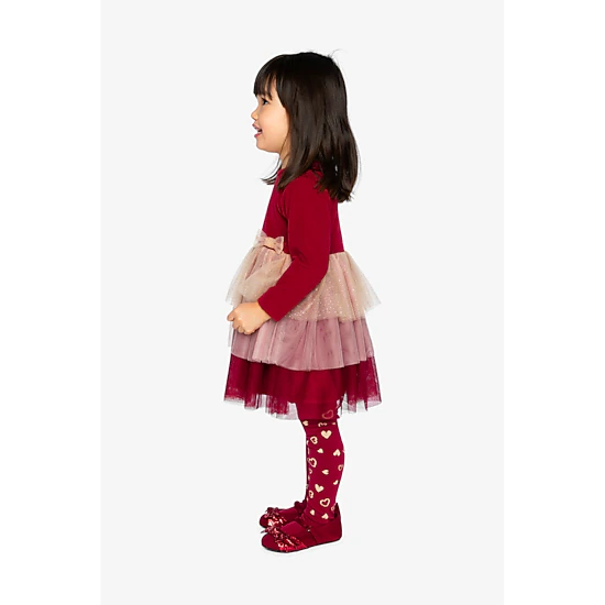 Deux par Deux Girls Bi-Material Dress with Glittering Skirt