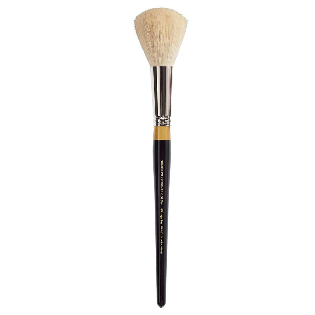 KINGART Original Gold 9265 Round Mop Brush - Short Handle, White Synthetic Hair