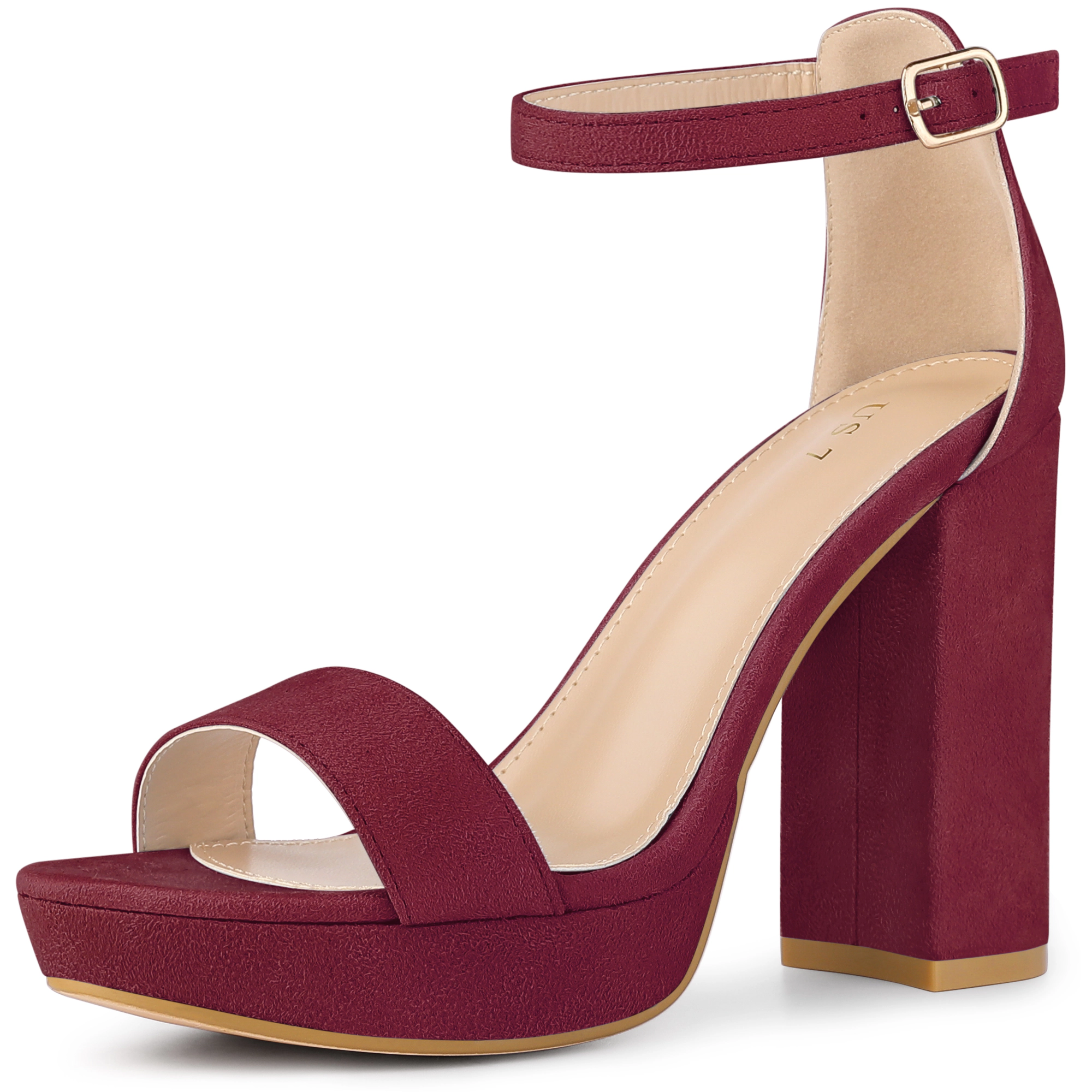 BLISSFUL STEP Women's Platform High Heels Ankle Buckle Strap Chunky Heel Sandals
