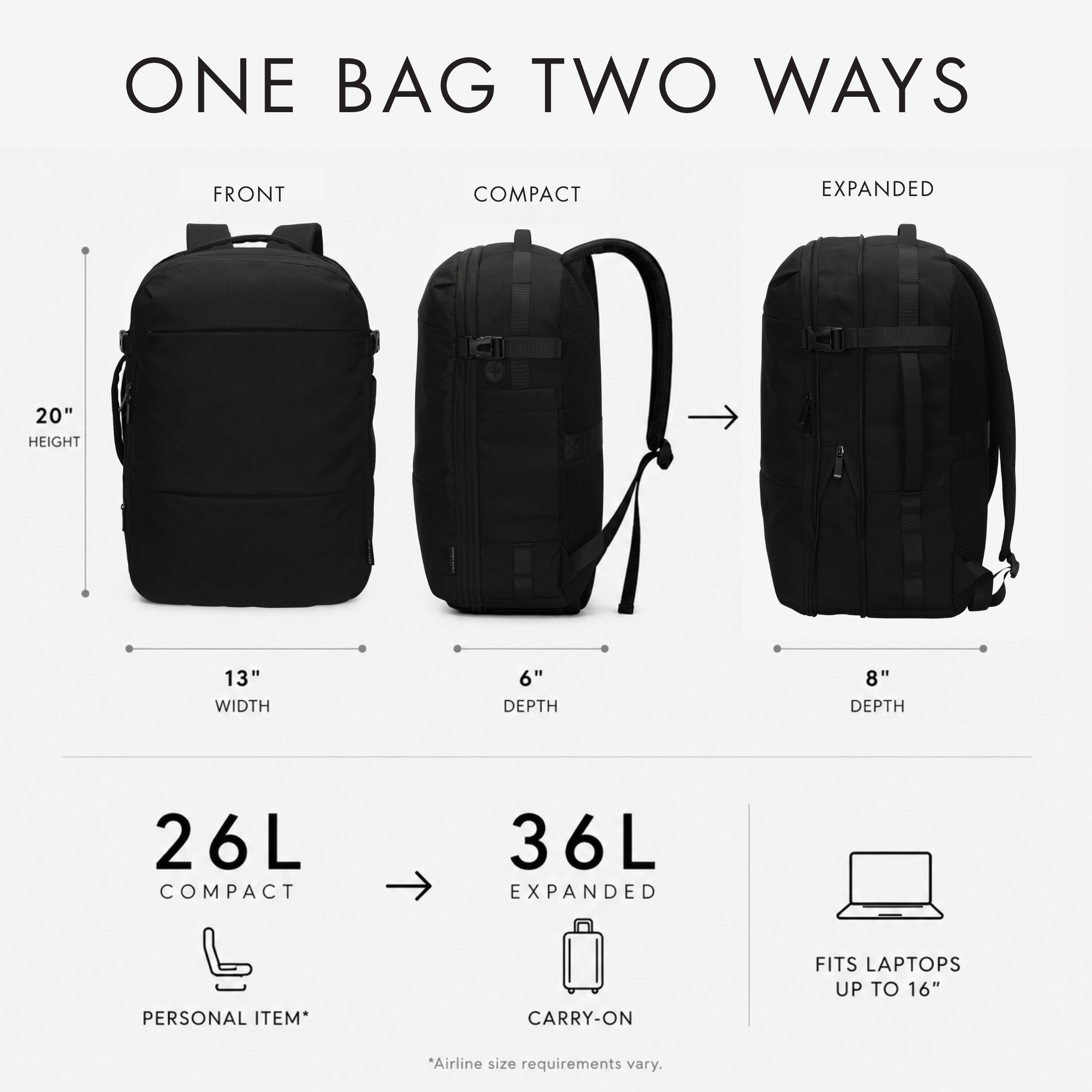 Hynes Eagle Men's 26L Expandable Carry On Backpack
