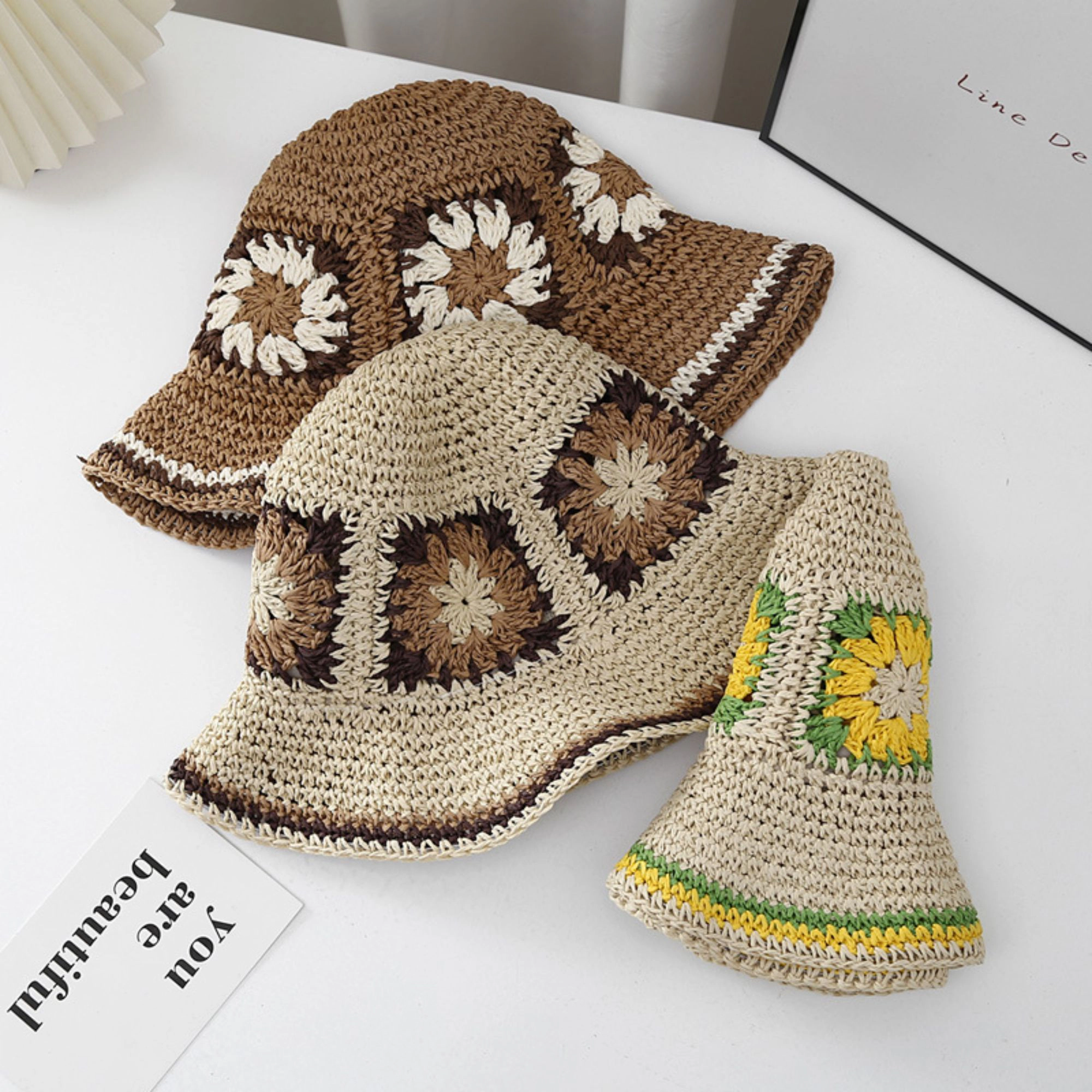 Anna-Kaci Women's Women Bucket Hat Wide Brim Crochet Pattern Lightweight Casual Sun
