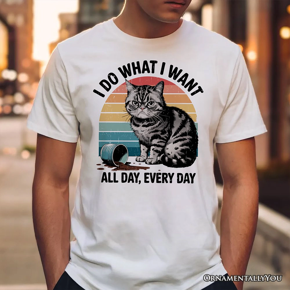 OrnamentallyYou Unisex I Do What Want Cat Retro T-Shirt