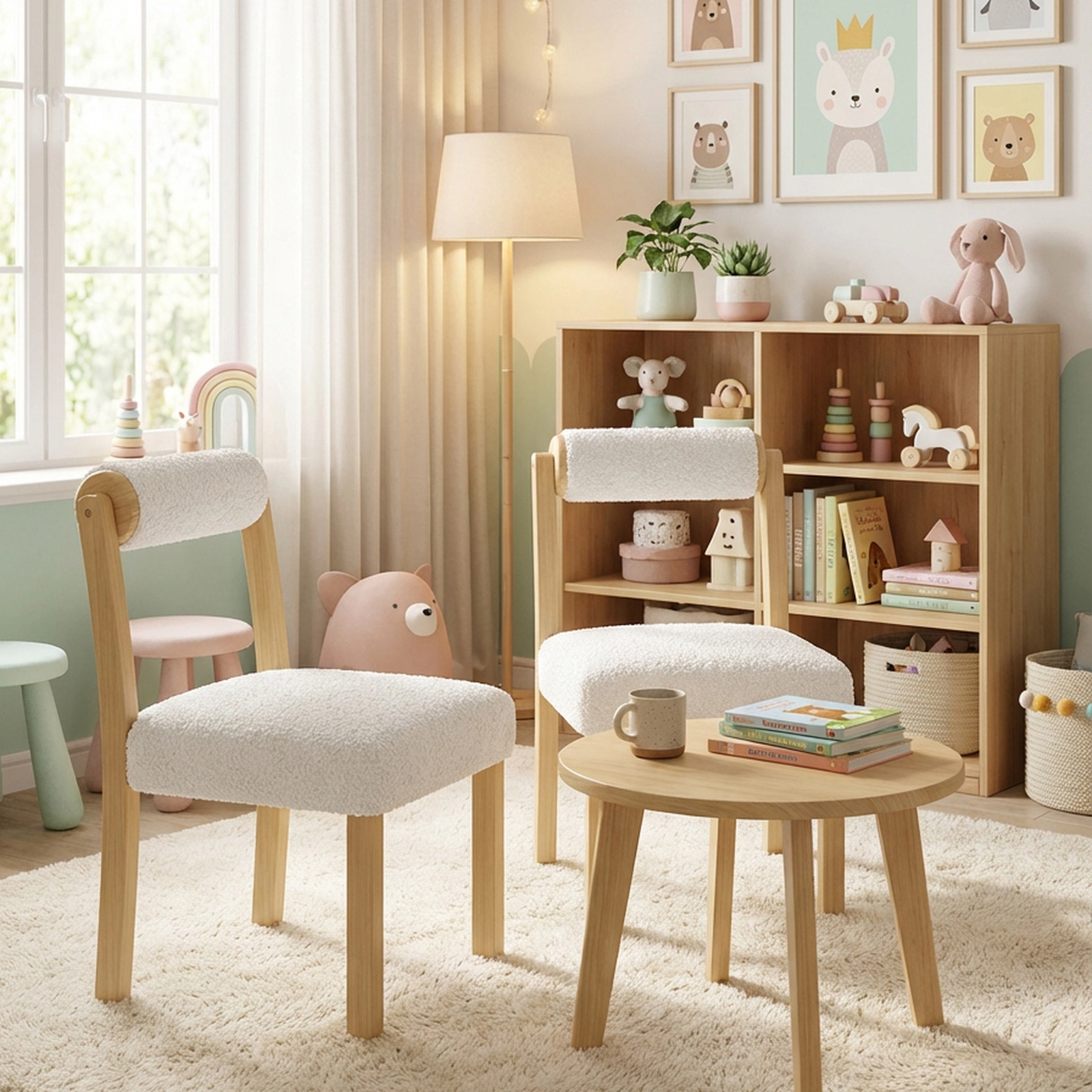 SUGIFT Wooden Dining Chair with Rubber Wood Frame and Cylinder Back Set of 2 330-lb Capacity 34-in Tall Natural White