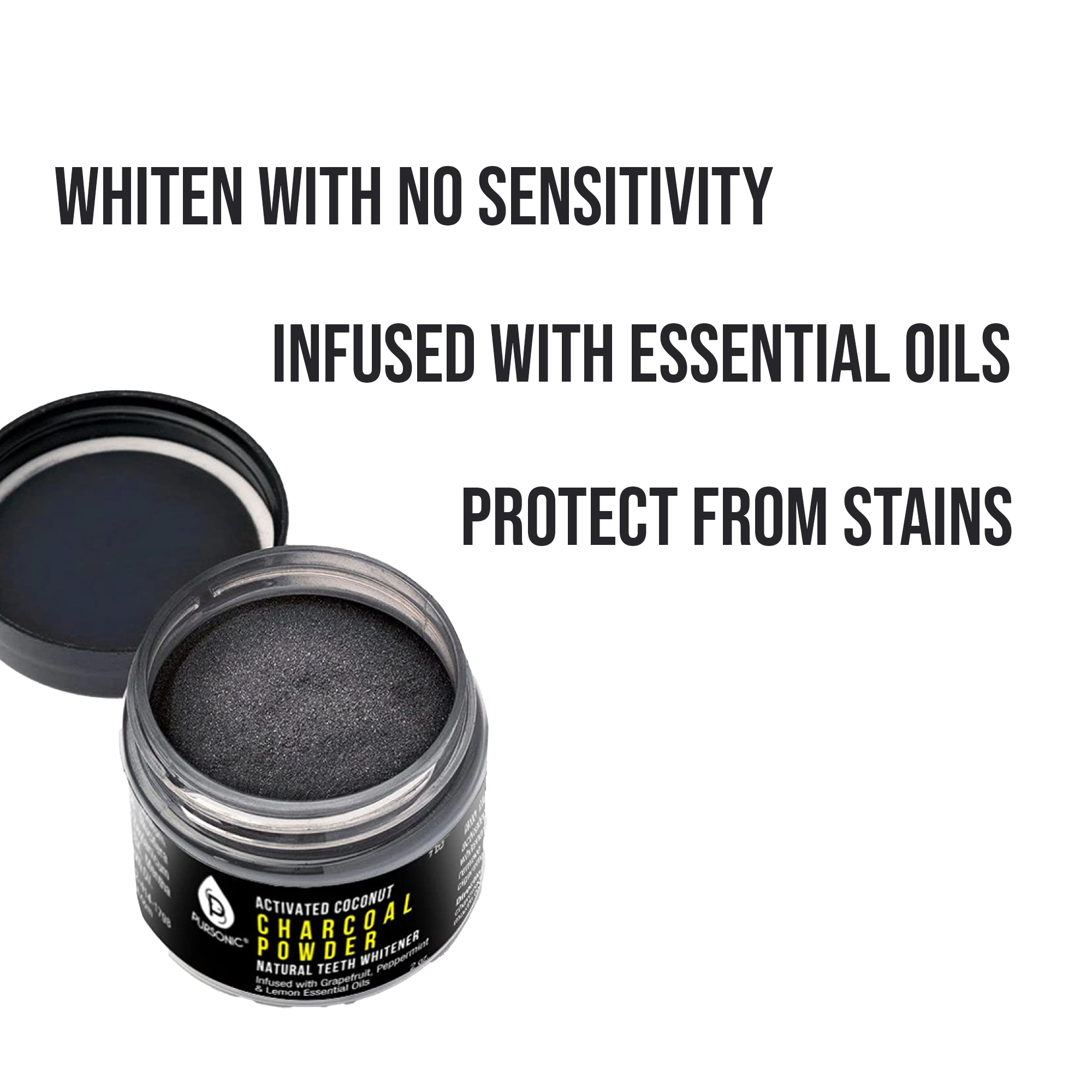 Pursonic Unisex Natural Teeth Whitening Charcoal Powder 5-Pack