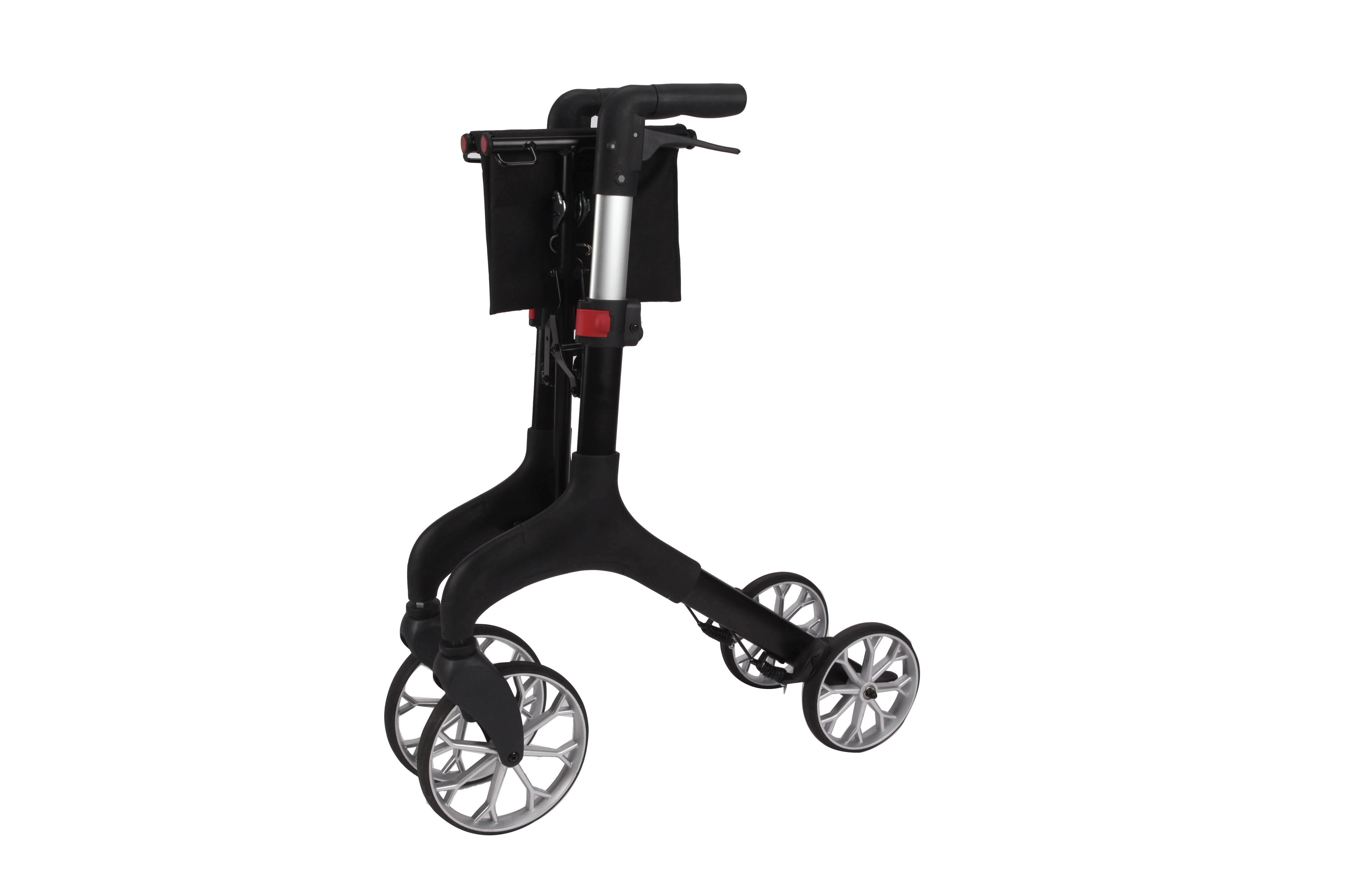 Pursonic Foldable Wheeled Walker with Adjustable Height, 9-Inch Front and 8-Inch Rear Wheels, 300 lb Capacity