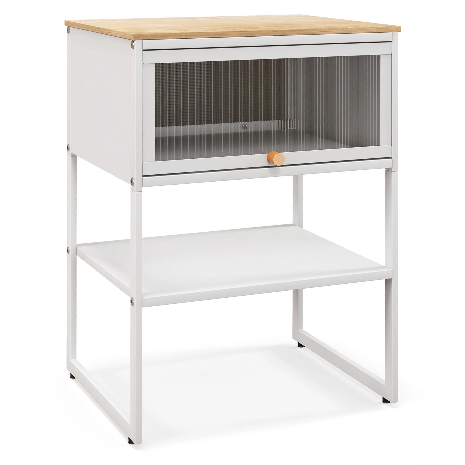 SlickBlue Unisex Flip Up Door Nightstand with Storage Shelf