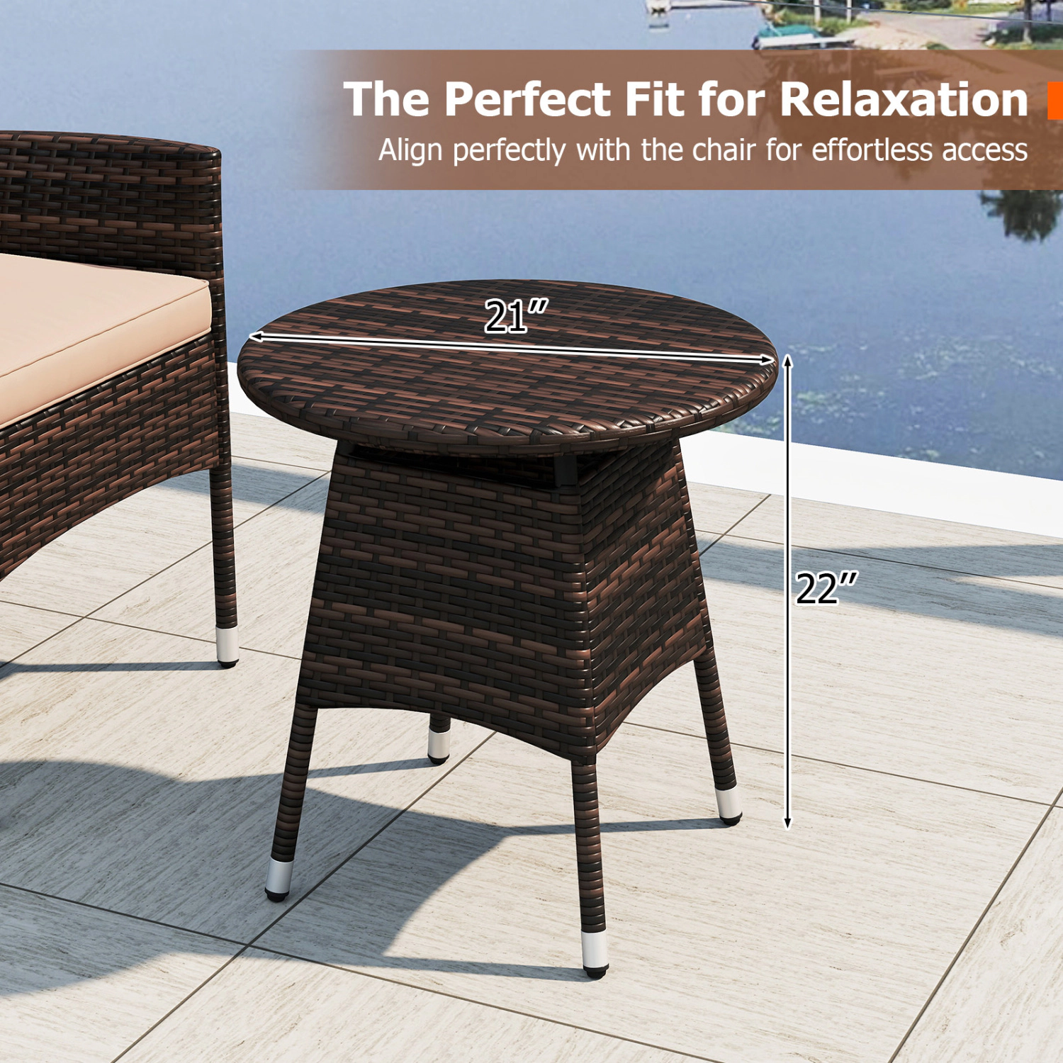 LJG 3 Piece Patio Furniture Set Outside Bistro for Porch