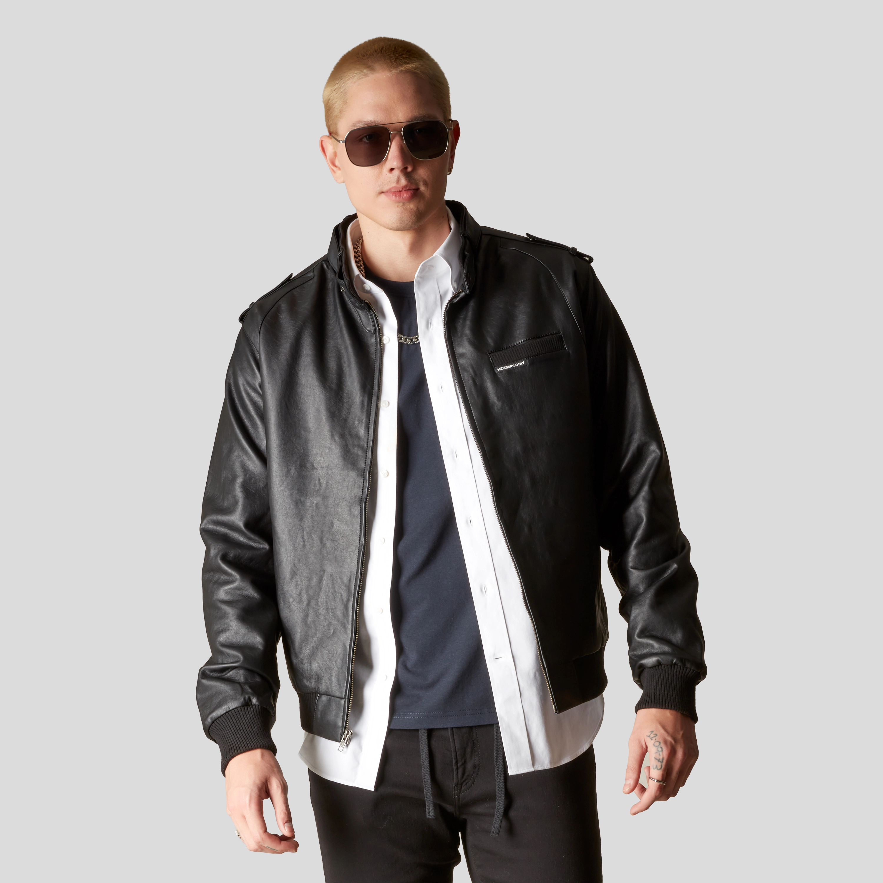 Members Only Men's Faux Leather Iconic Racer Jacket